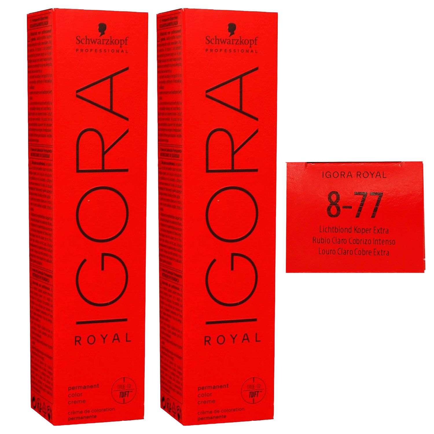 Schwarzkopf Igora Royal 2 x 60 ml 8-77 Hellblond Kupfer Extra Haarfarbe Cremefarbe Set
