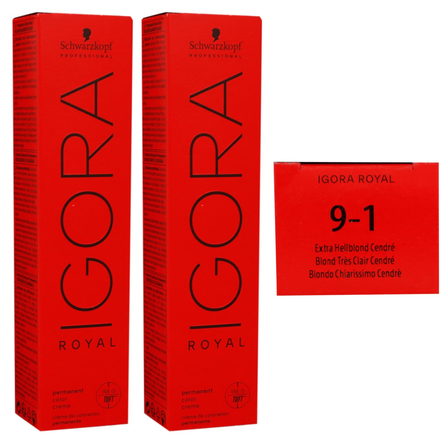 Schwarzkopf Igora Royal 2 x 60 ml 9-1 extra hellblond cendre Haarfarbe Cremefarbe Set