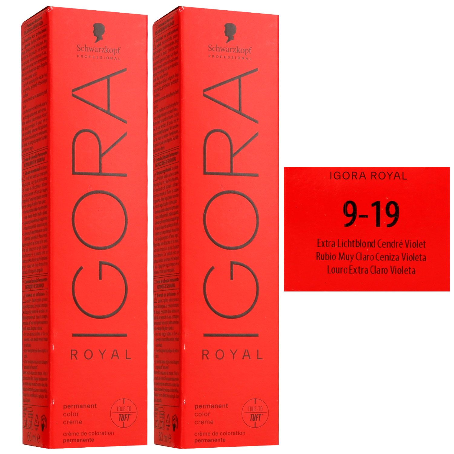 Schwarzkopf Igora Royal 2 x 60 ml 9-19 Extra Hellblond Cendre Violett Haarfarbe Set