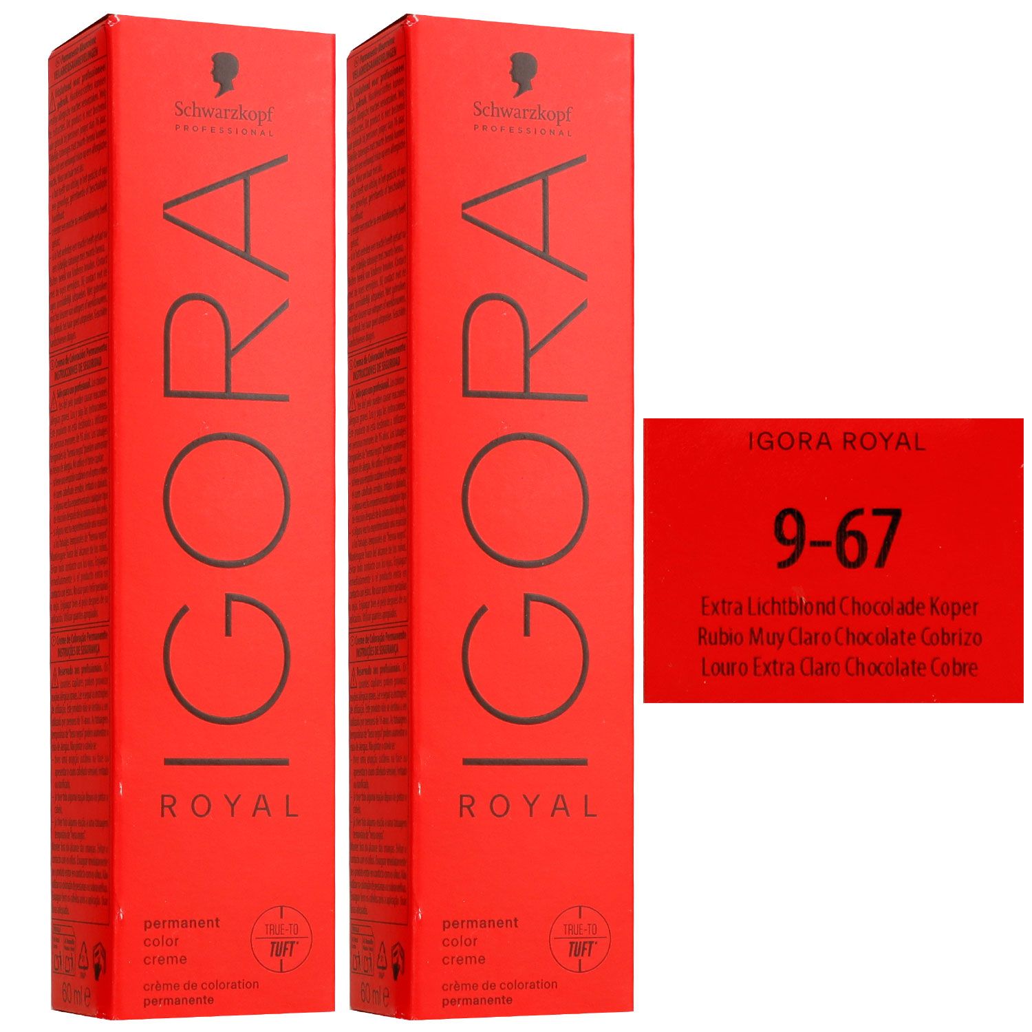 Schwarzkopf Igora Royal 2 x 60 ml 9-67 Extra Hellblond Schoko Kupfer Beige Set