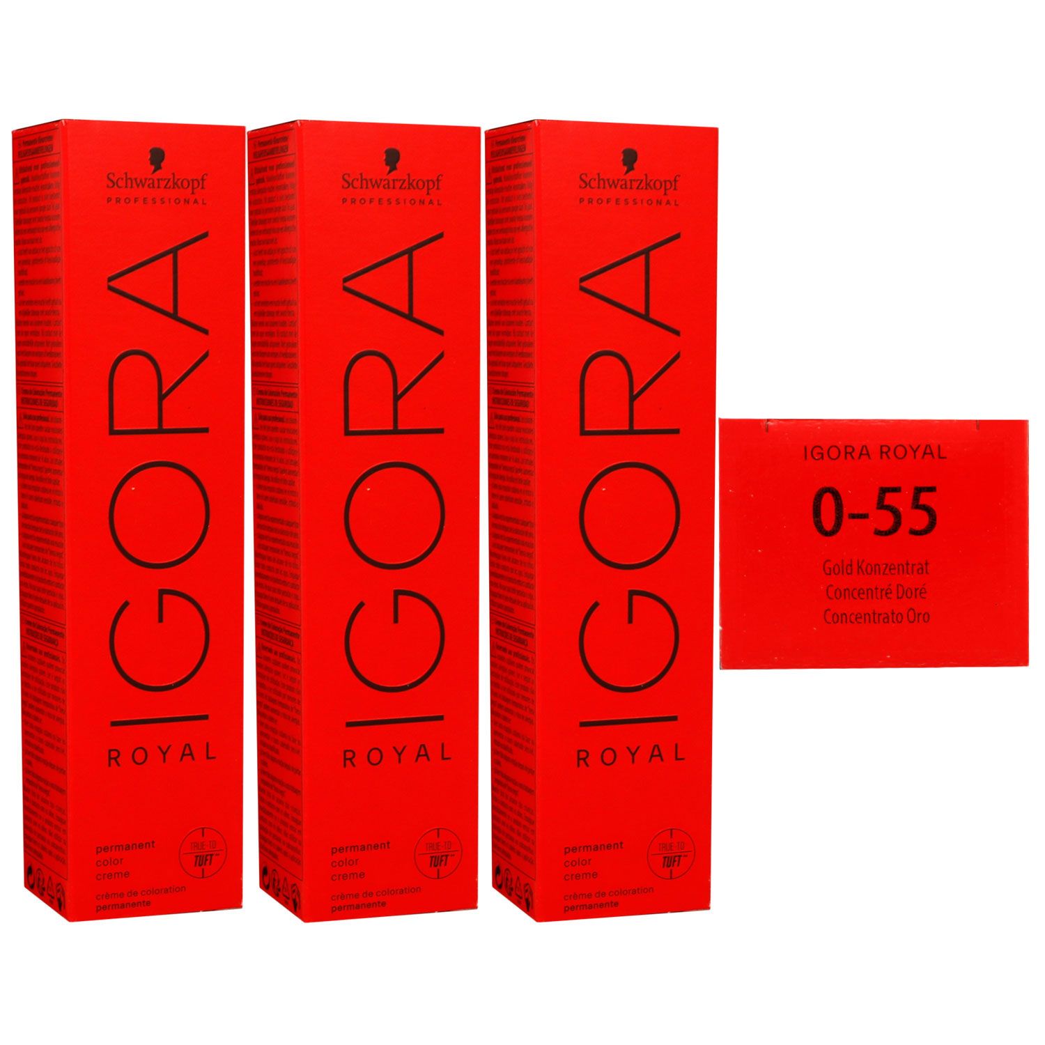 Schwarzkopf Igora Royal 3 x 60 ml 0-55 gold konzentrat Haarfarbe Cremefarbe Set