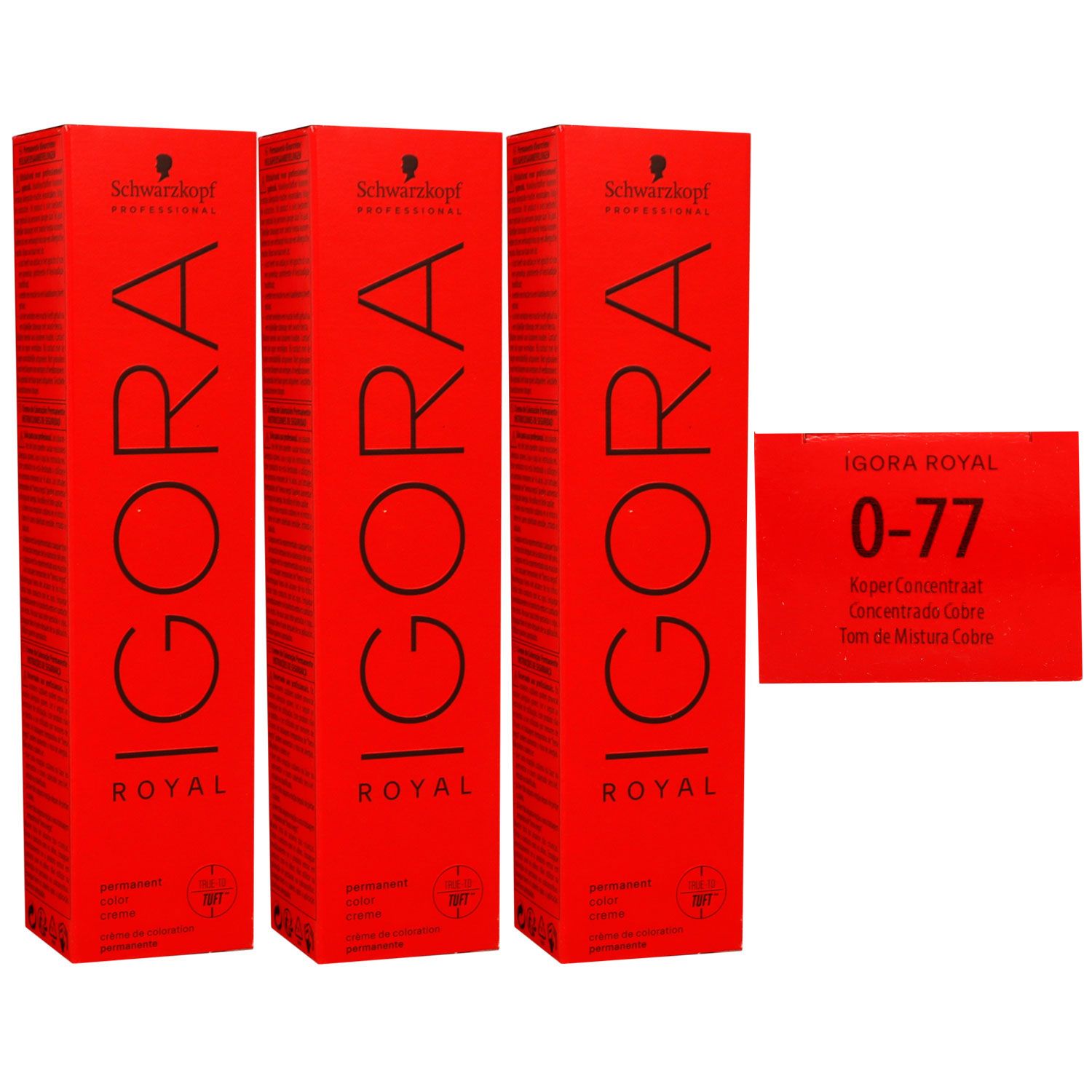 Schwarzkopf Igora Royal 3 x 60 ml 0-77 kupfer konzentrat Haarfarbe Cremefarbe Set