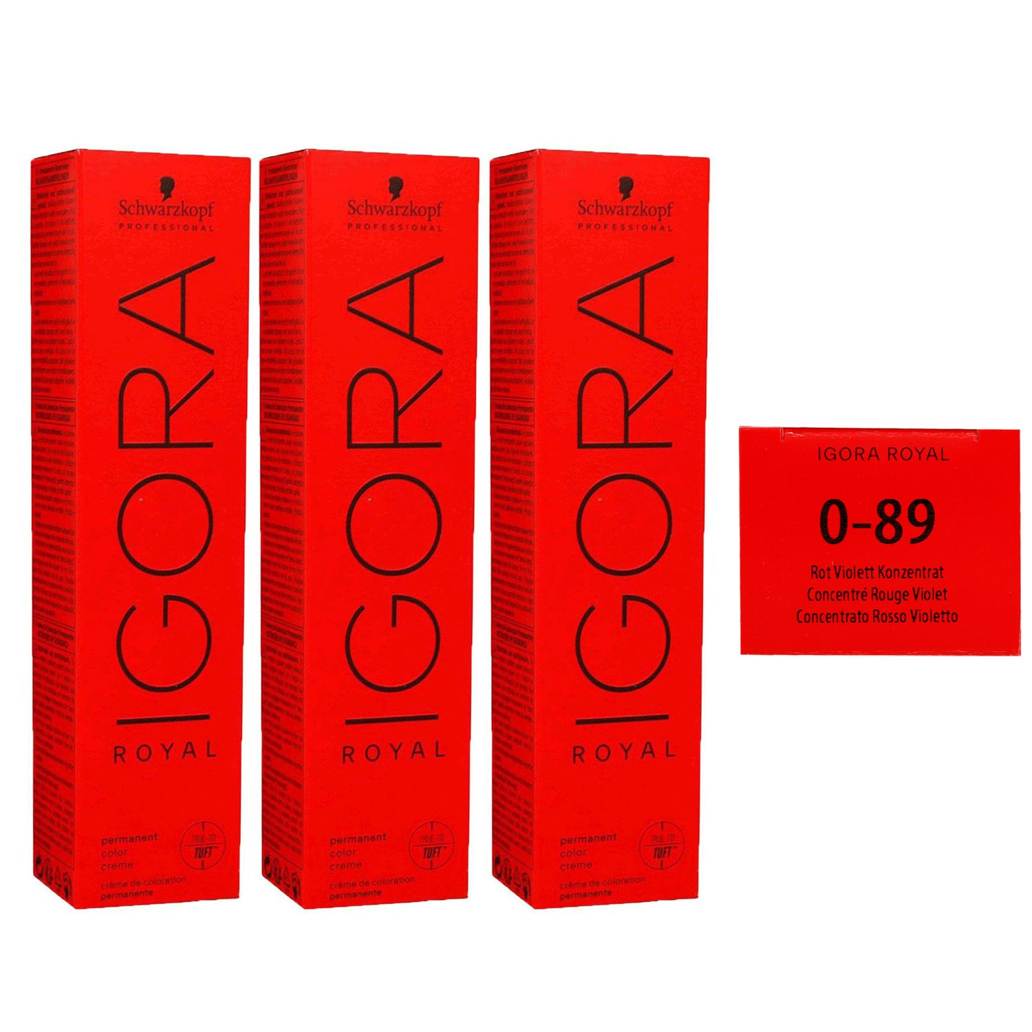 Schwarzkopf Igora Royal 3 x 60 ml 0-89 rot violett Haarfarbe Cremefarbe Set