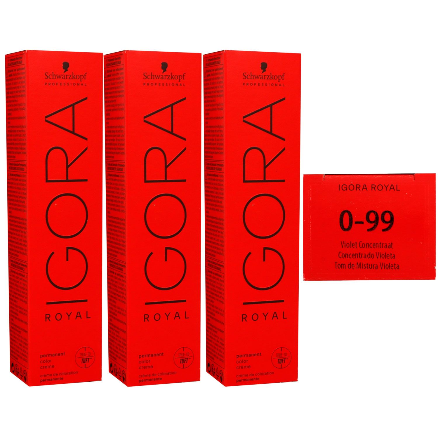 Schwarzkopf Igora Royal 3 x 60 ml 0-99 violett konzentrat Haarfarbe Cremefarbe Set
