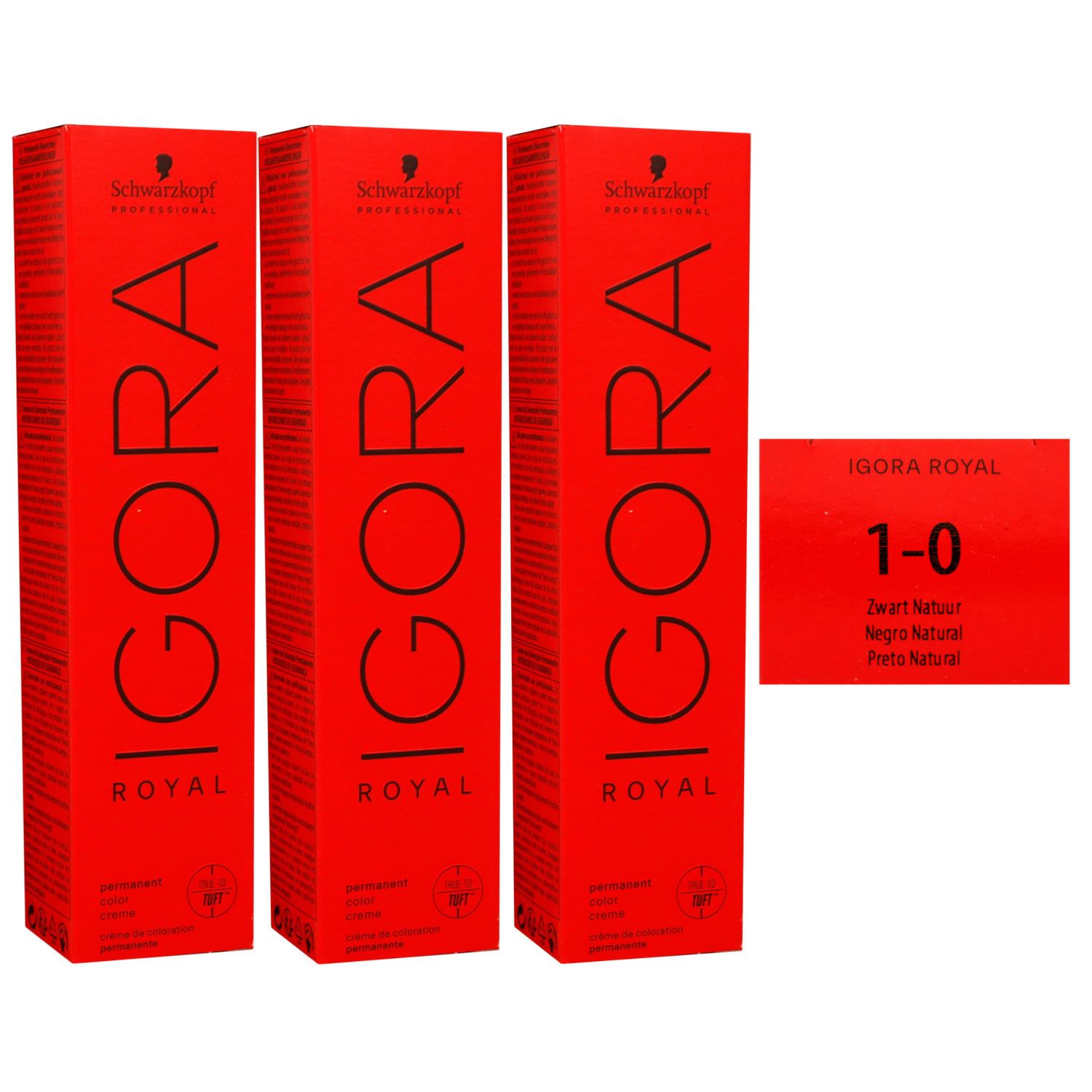 Schwarzkopf Igora Royal 3 x 60 ml 1-0 schwarz Haarfarbe Cremefarbe Set