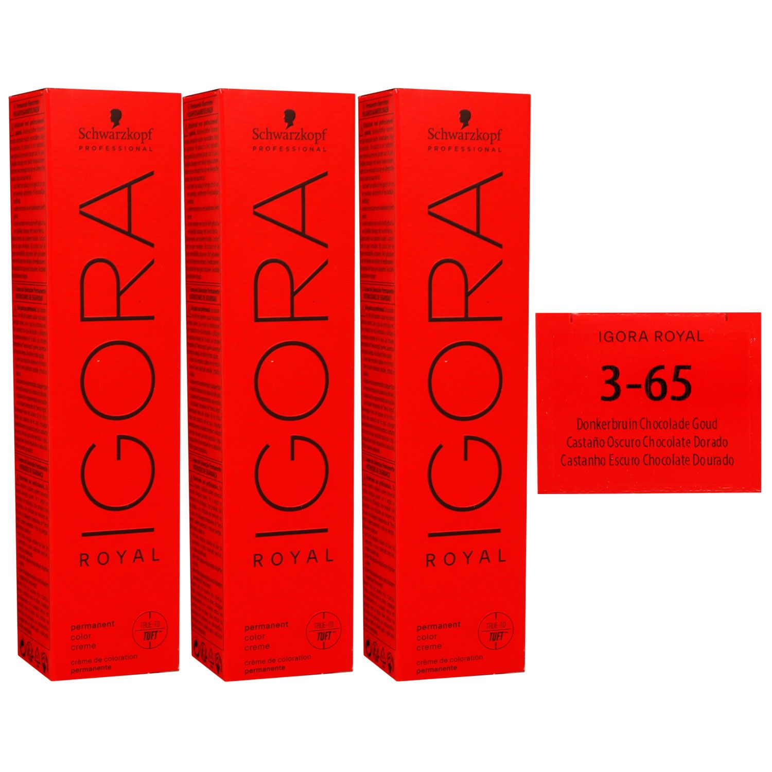 Schwarzkopf Igora Royal 3 x 60 ml 3-65 dunkelbraun schoko gold Haarfarbe Cremefarbe Set
