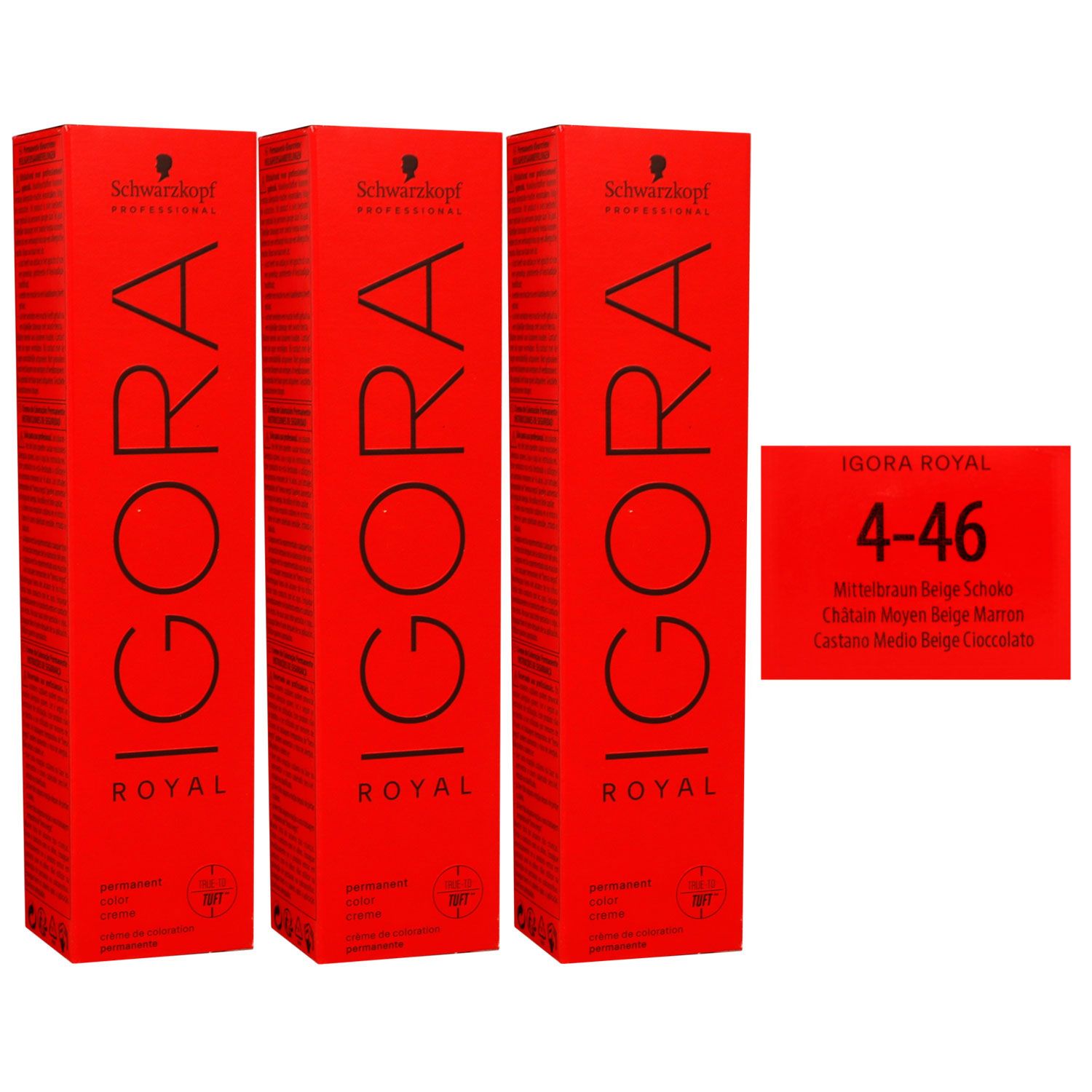 Schwarzkopf Igora Royal 3 x 60 ml 4-46 mittelbraun beige schoko Haarfarbe Cremefarbe Set