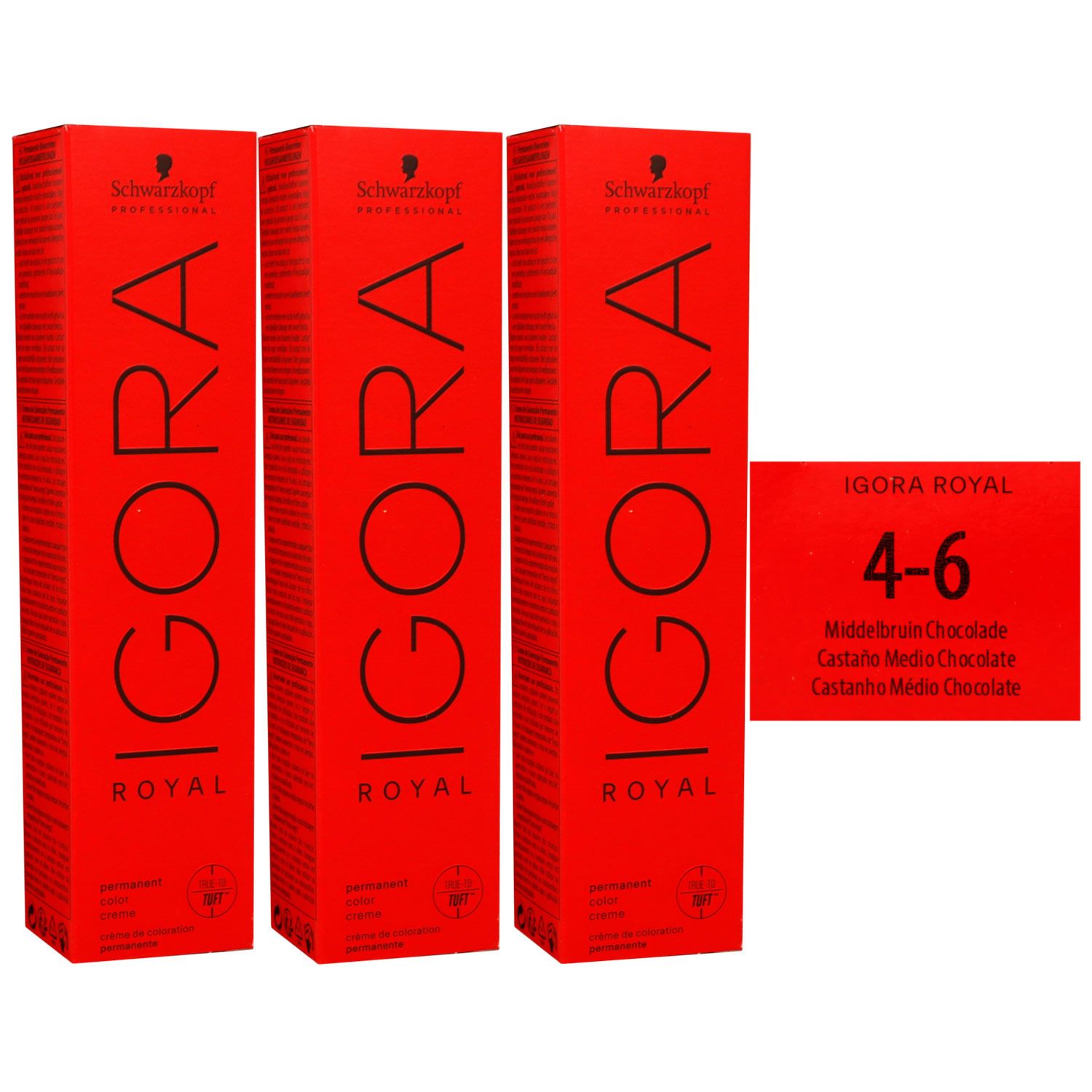 Schwarzkopf Igora Royal 3 x 60 ml 4-6 mittelbraun schoko Haarfarbe Cremefarbe Set
