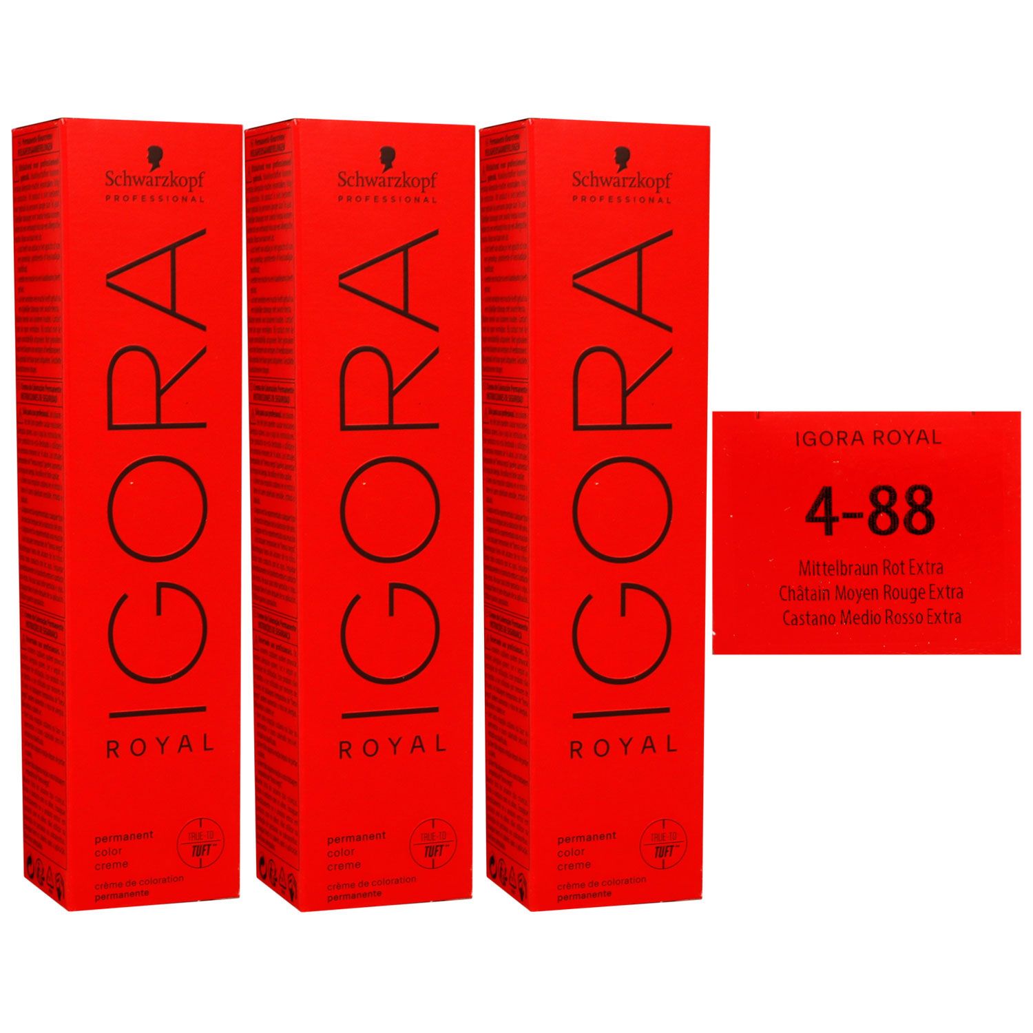 Schwarzkopf Igora Royal 3 x 60 ml 4-88 mittelbraun rot extra Haarfarbe Cremefarbe Set