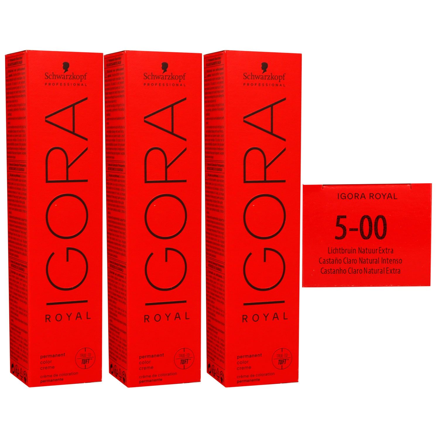 Schwarzkopf Igora Royal 3 x 60 ml 5-00 hellbraun natur extra Haarfarbe Cremefarbe Set