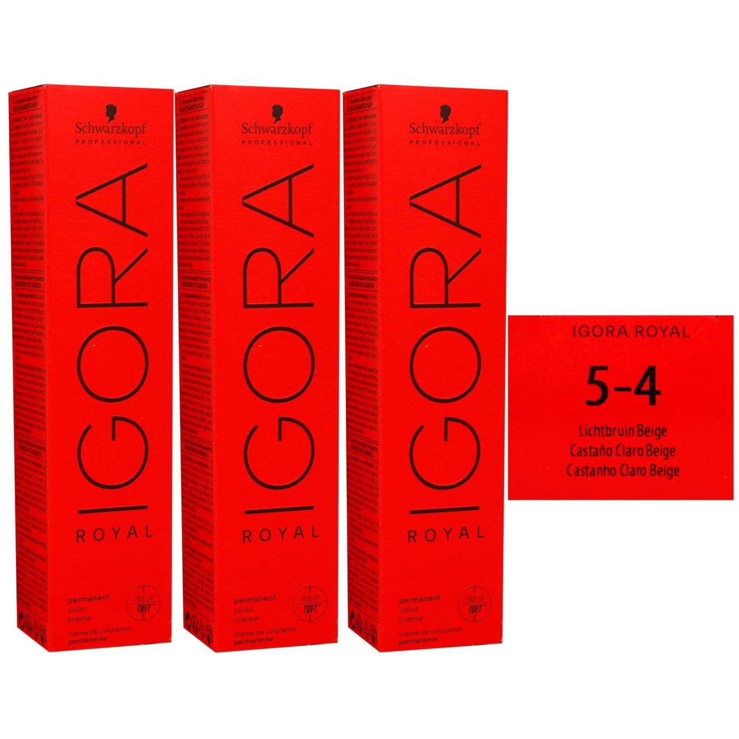 Schwarzkopf Igora Royal 3 x 60 ml 5-4 hellbraun beige Haarfarbe Cremefarbe Set
