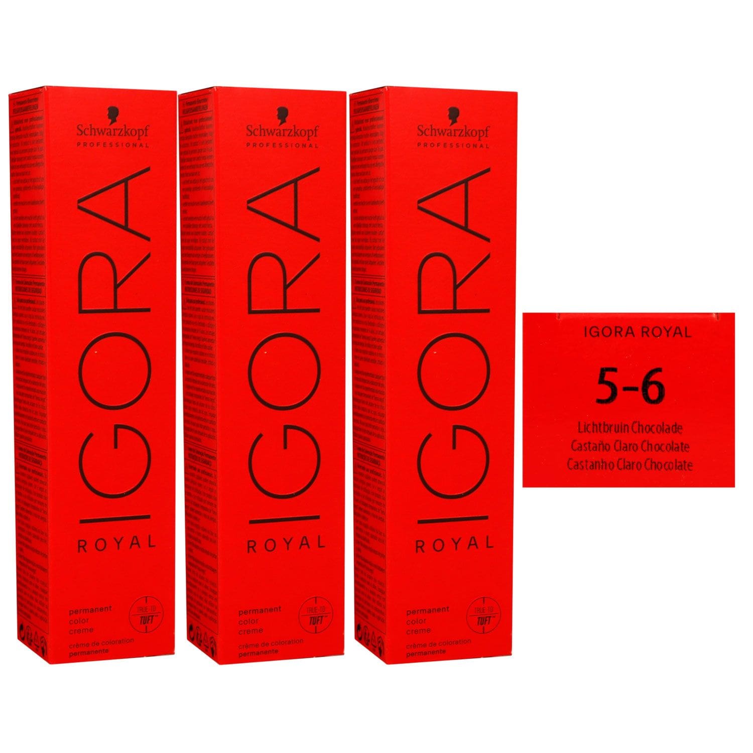 Schwarzkopf Igora Royal 3 x 60 ml 5-6 hellbraun schoko Haarfarbe Cremefarbe Set