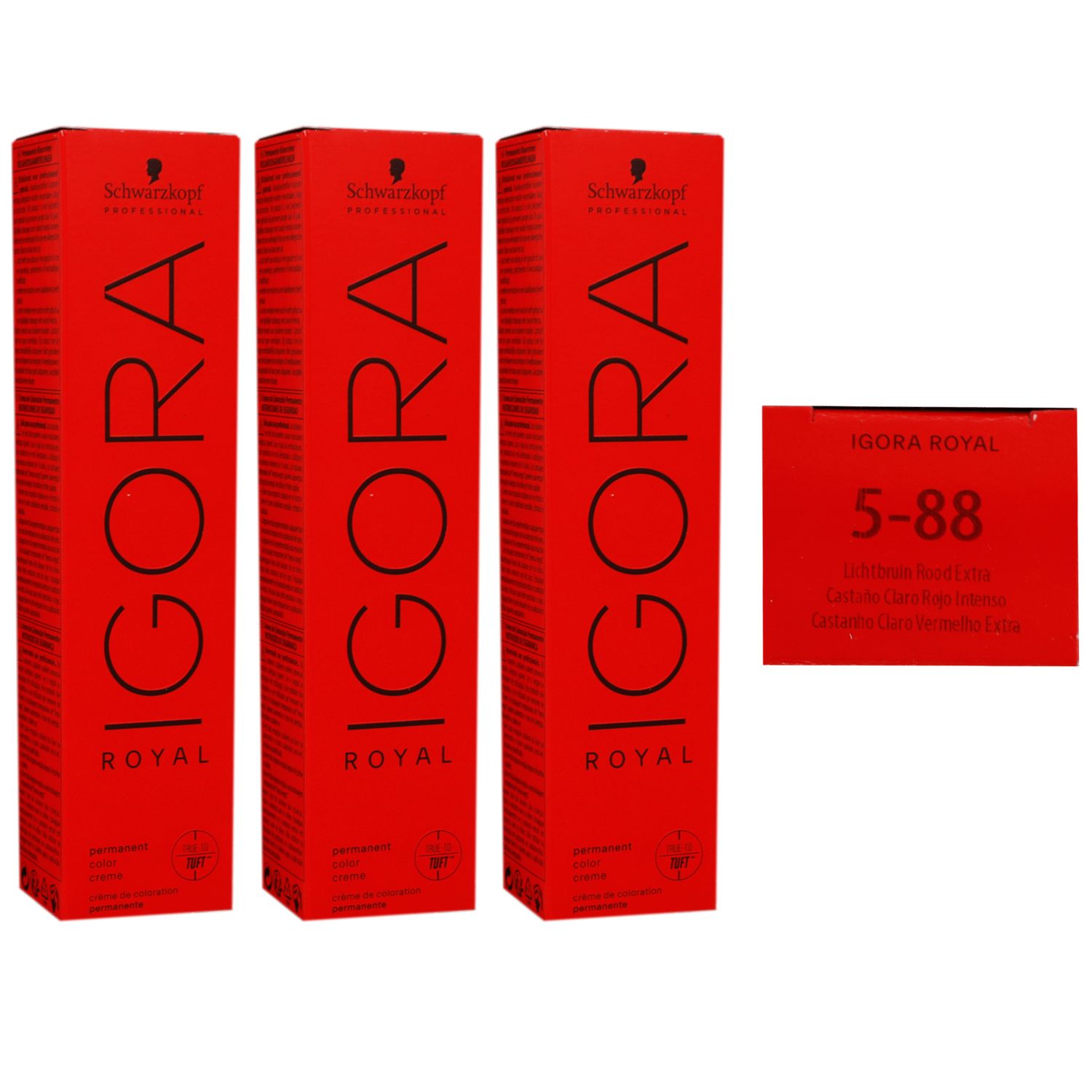 Schwarzkopf Igora Royal 3 x 60 ml 5-88 hellbraun rot extra Haarfarbe Cremefarbe Set