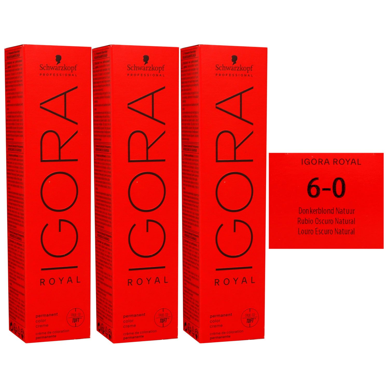 Schwarzkopf Igora Royal 3 x 60 ml 6-0 dunkelblond Haarfarbe Cremefarbe Set