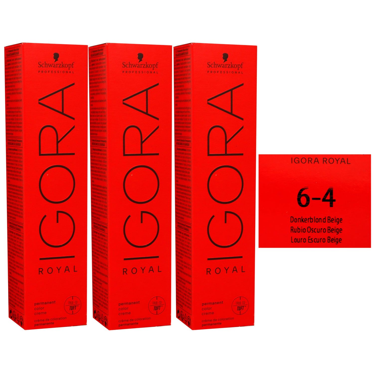 Schwarzkopf Igora Royal 3 x 60 ml 6-4 dunkelblond schoko Haarfarbe Cremefarbe Set