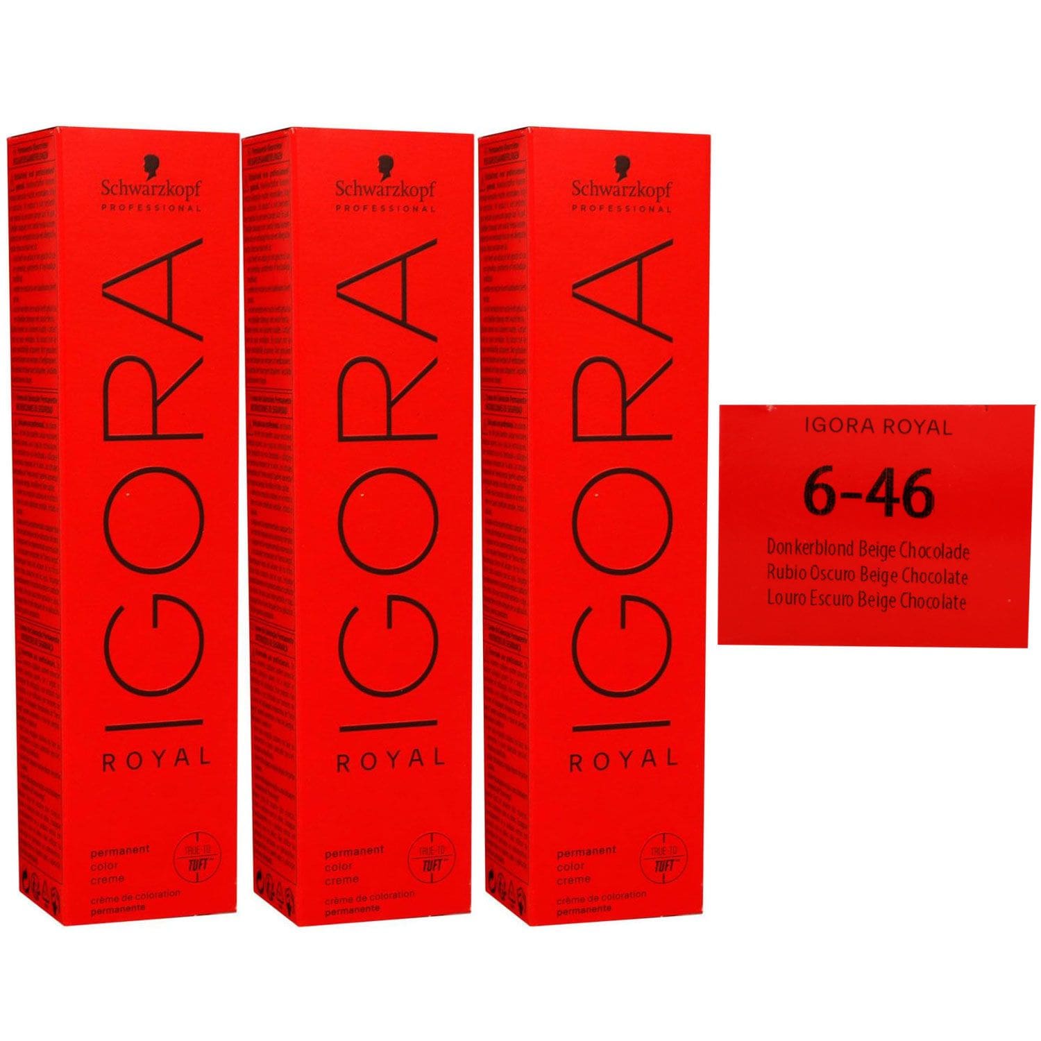 Schwarzkopf Igora Royal 3 x 60 ml 6-46 dunkelblond beige schoko Haarfarbe Cremefarbe Set