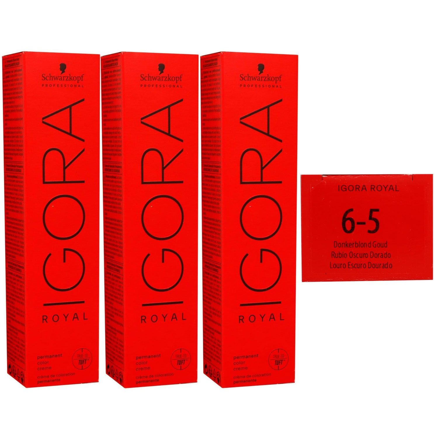 Schwarzkopf Igora Royal 3 x 60 ml 6-5 dunkelblond gold Haarfarbe Cremefarbe Set