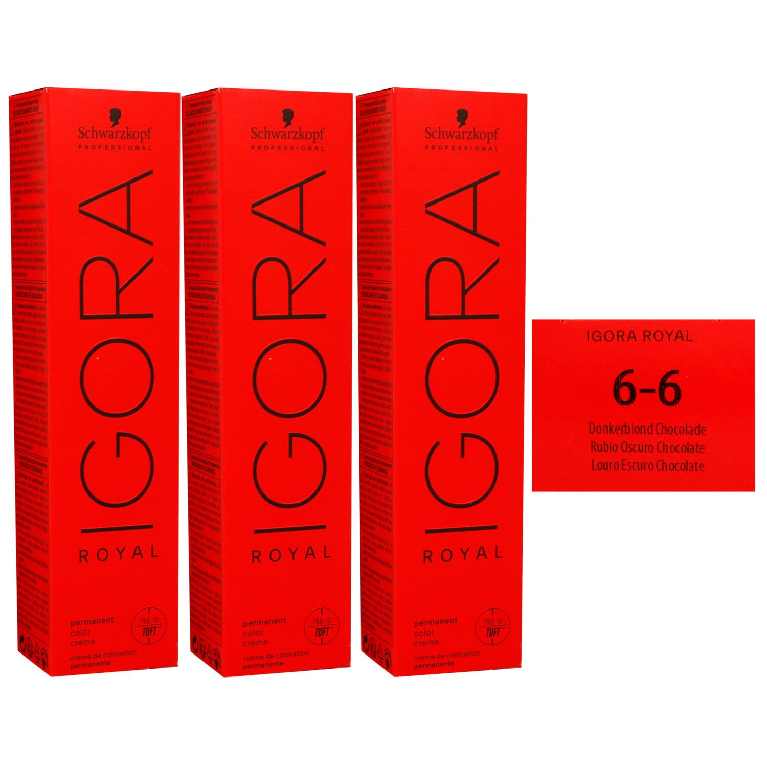 Schwarzkopf Igora Royal 3 x 60 ml 6-6 dunkelblond schoko Haarfarbe Cremefarbe Set