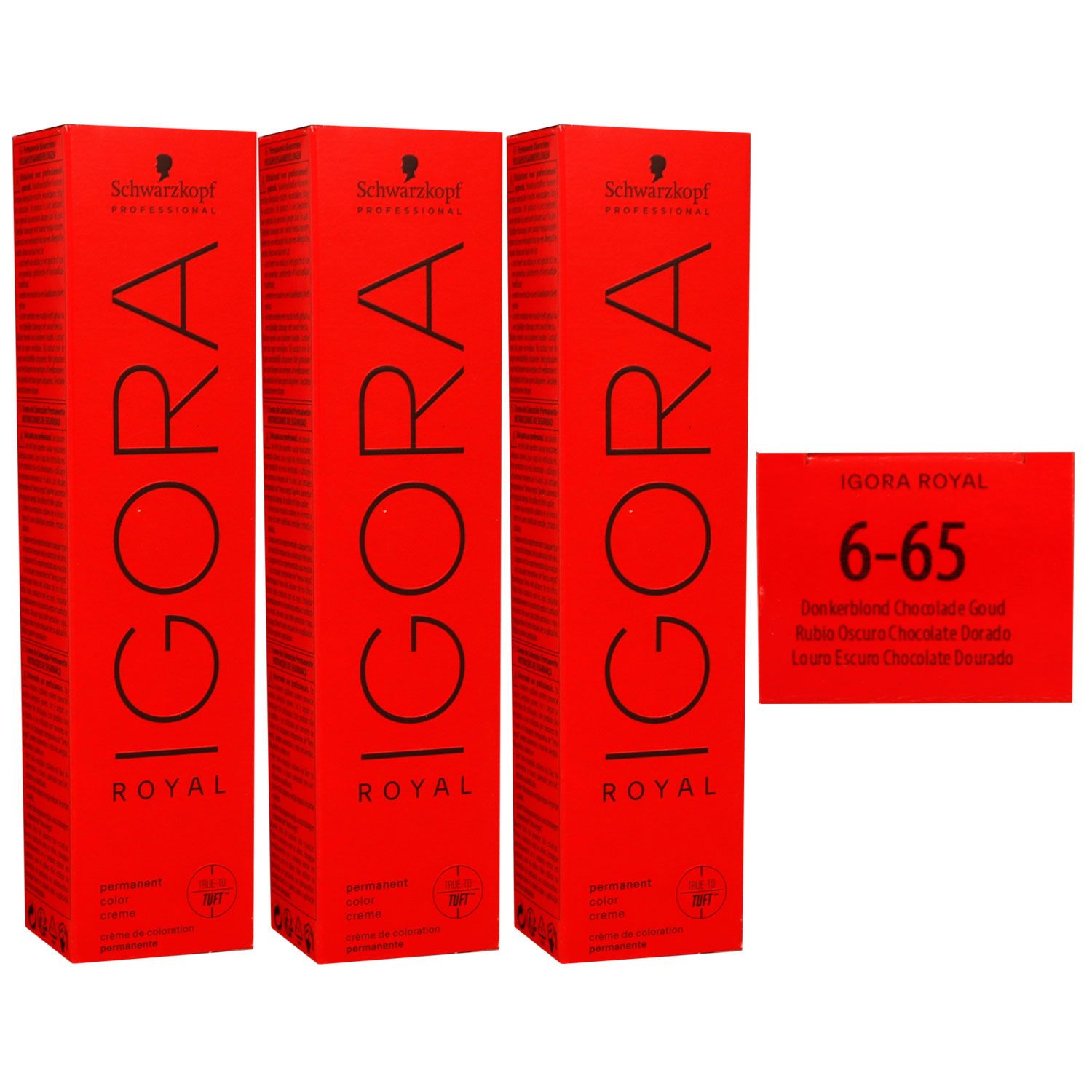 Schwarzkopf Igora Royal 3 x 60 ml 6-65 dunkelblond schoko gold Haarfarbe Cremefarbe Set