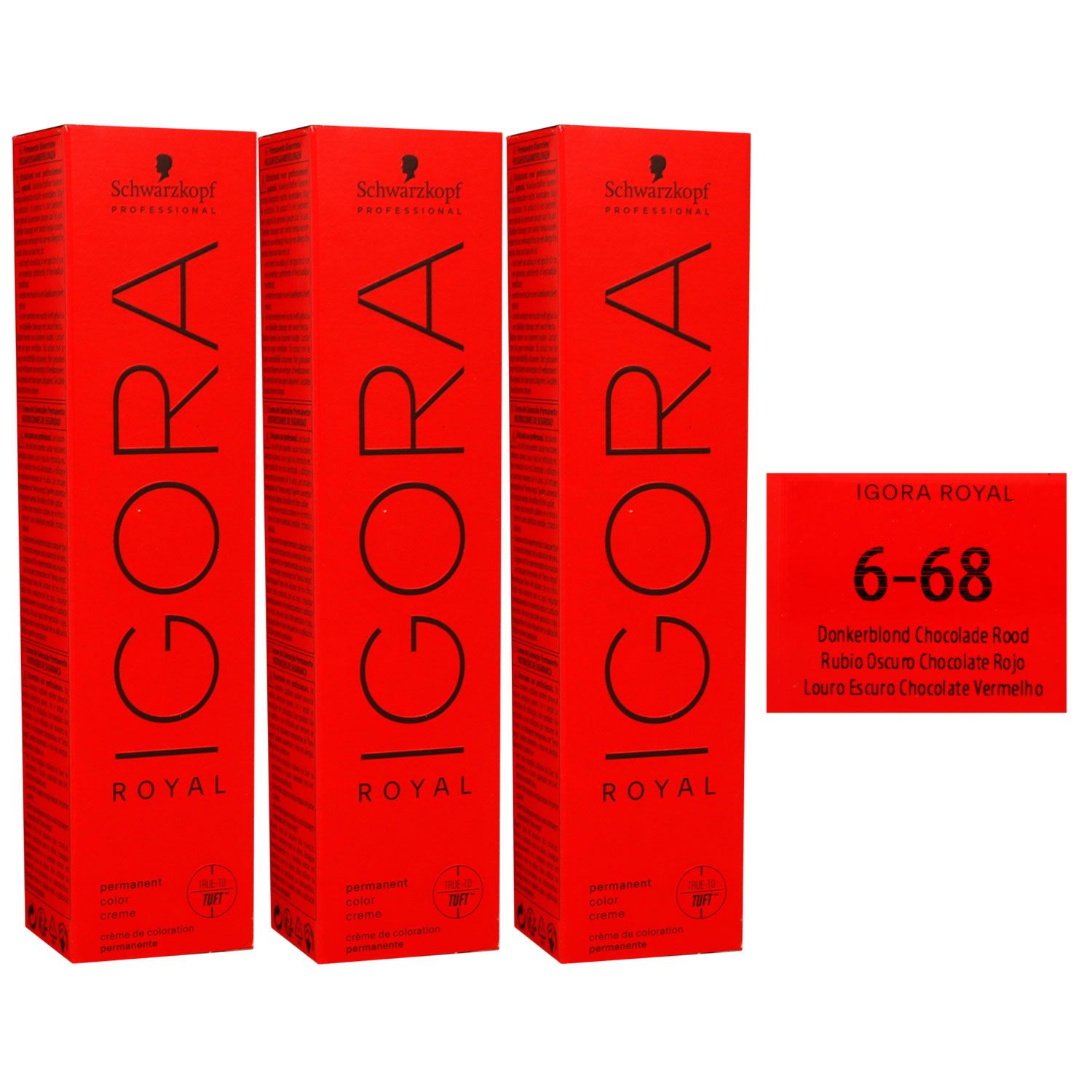 Schwarzkopf Igora Royal 3 x 60 ml 6-68 dunkelblond schoko rot Haarfarbe Cremefarbe Set