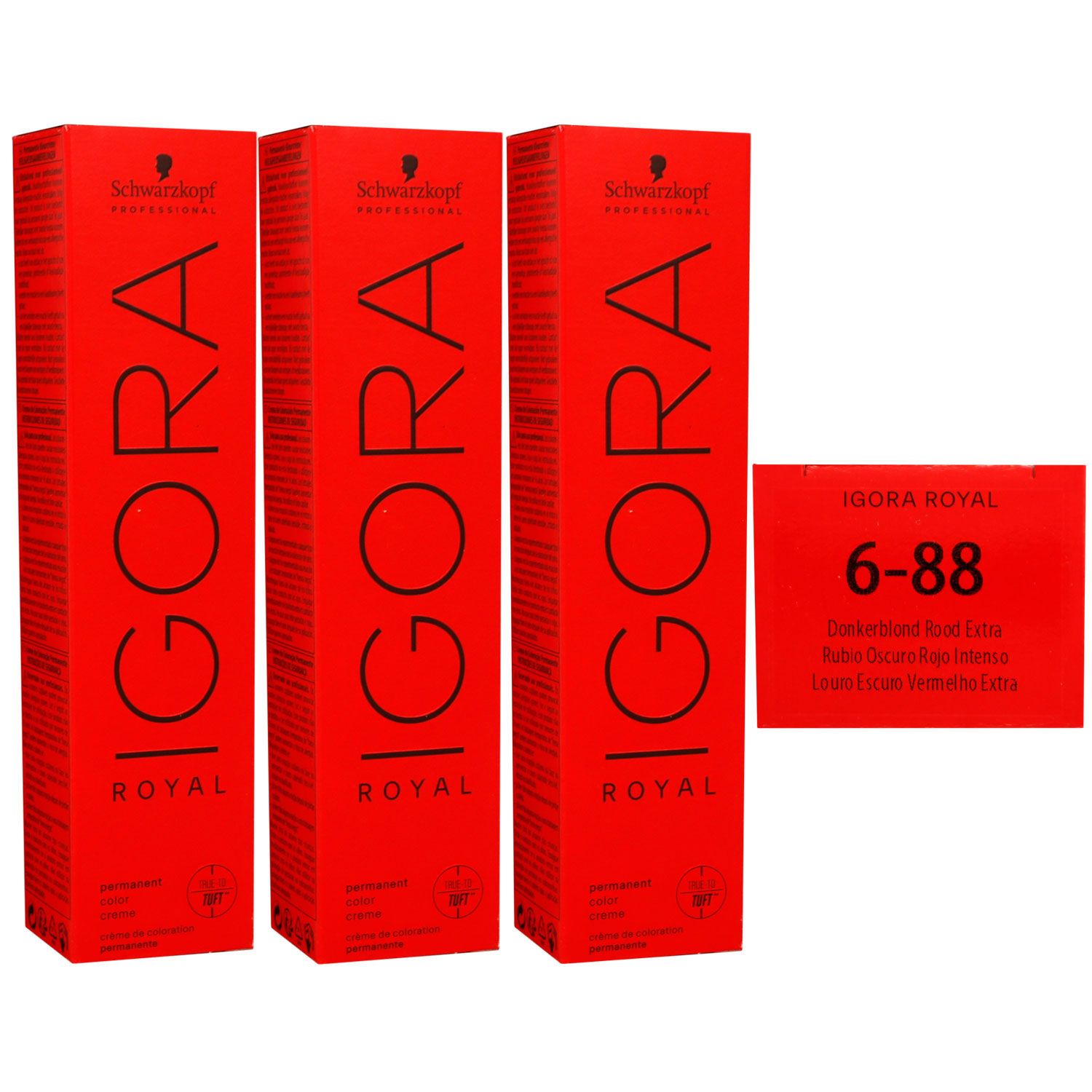 Schwarzkopf Igora Royal 3 x 60 ml 6-88 dunkelblond rot extra Haarfarbe Cremefarbe Set
