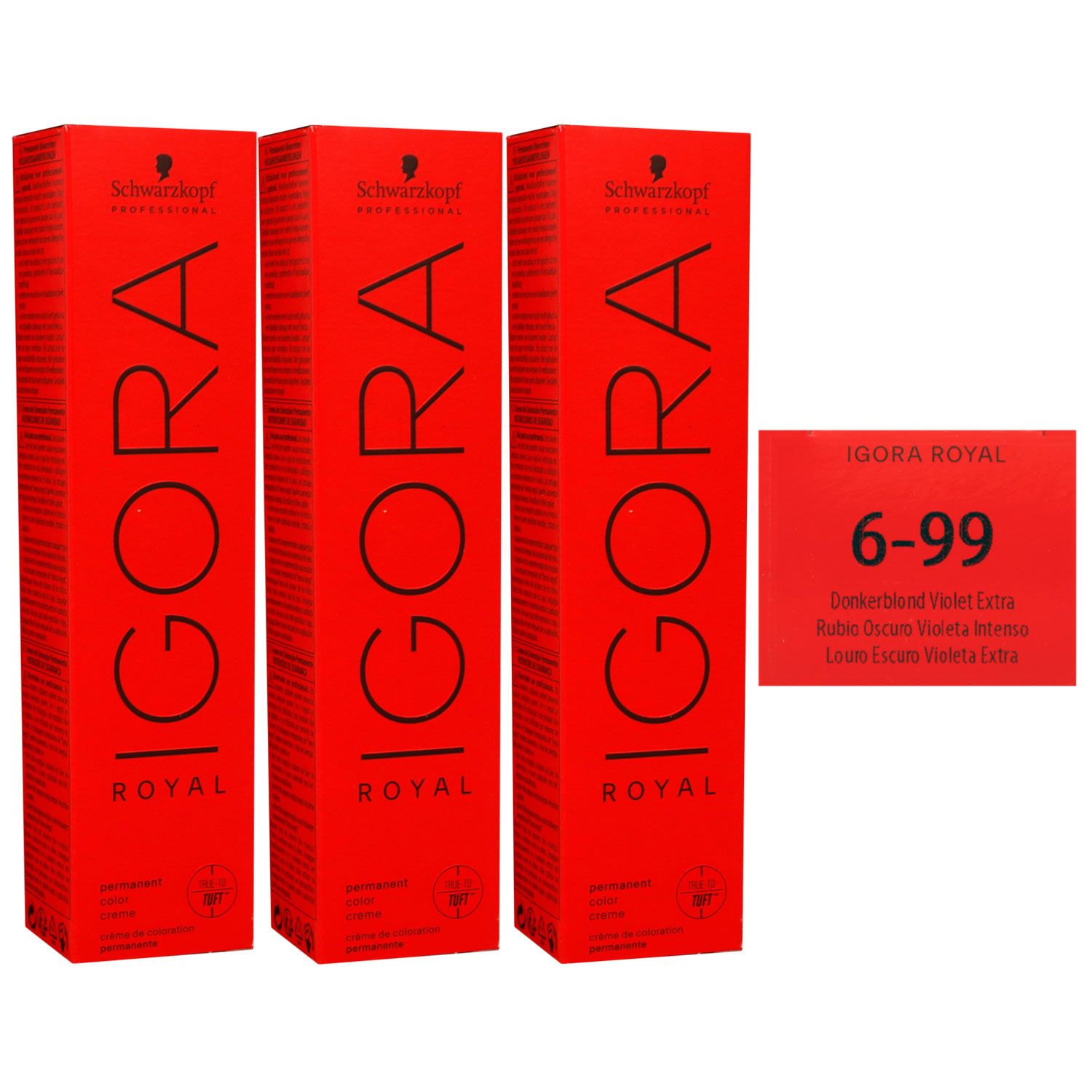 Schwarzkopf Igora Royal 3 x 60 ml 6-99 dunkelblond violett extra Haarfarbe Cremefarbe Set
