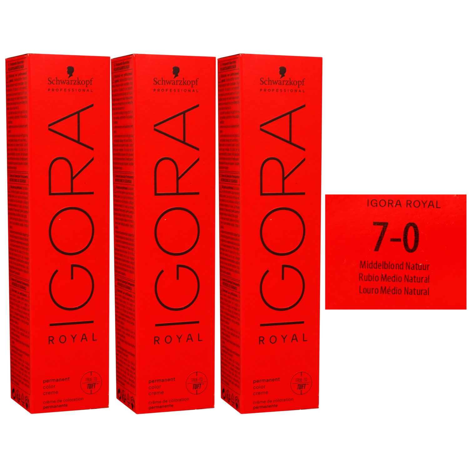 Schwarzkopf Igora Royal 3 x 60 ml 7-0 mittelblond Haarfarbe Cremefarbe Set