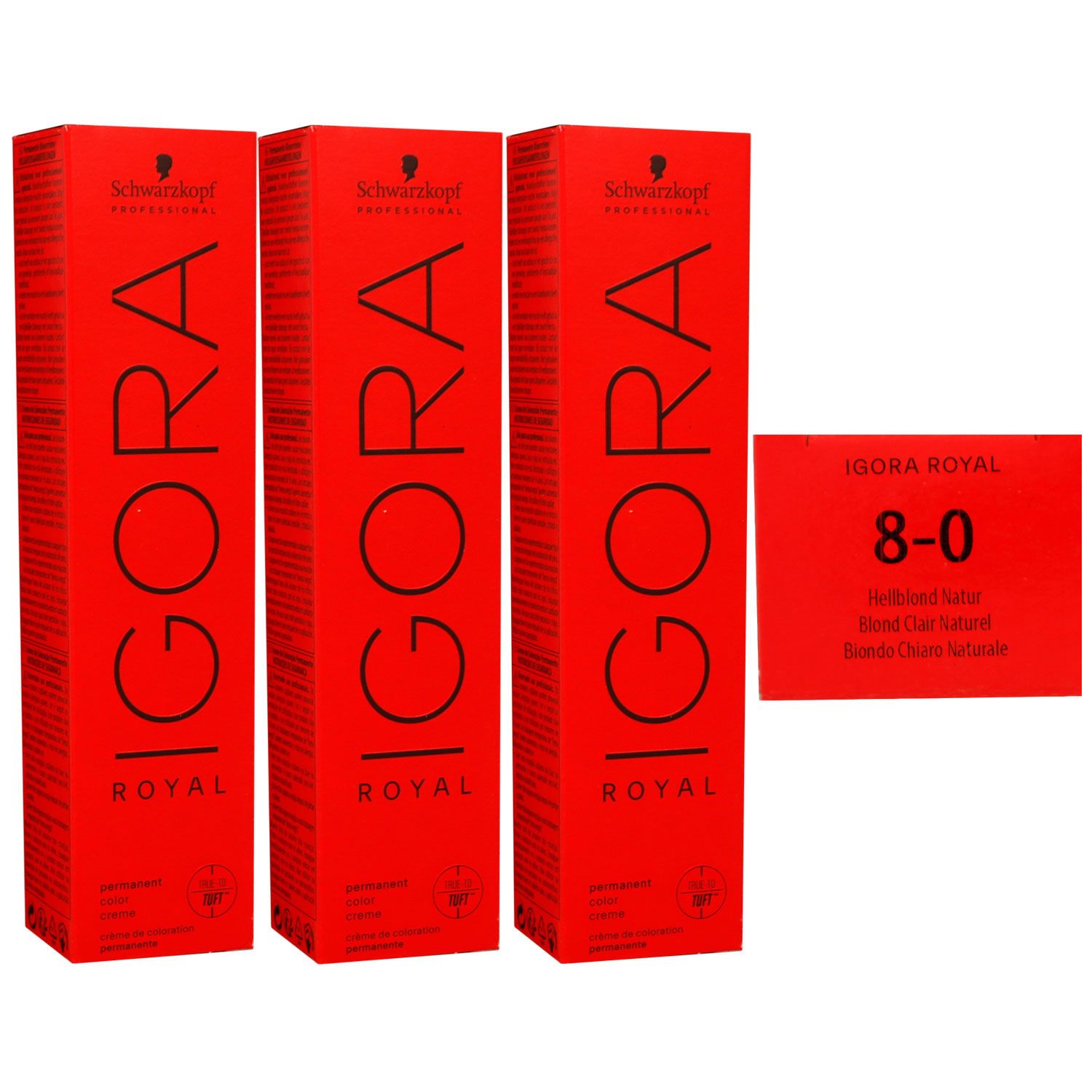 Schwarzkopf Igora Royal 3 x 60 ml 8-0 hellblond Haarfarbe Cremefarbe Set
