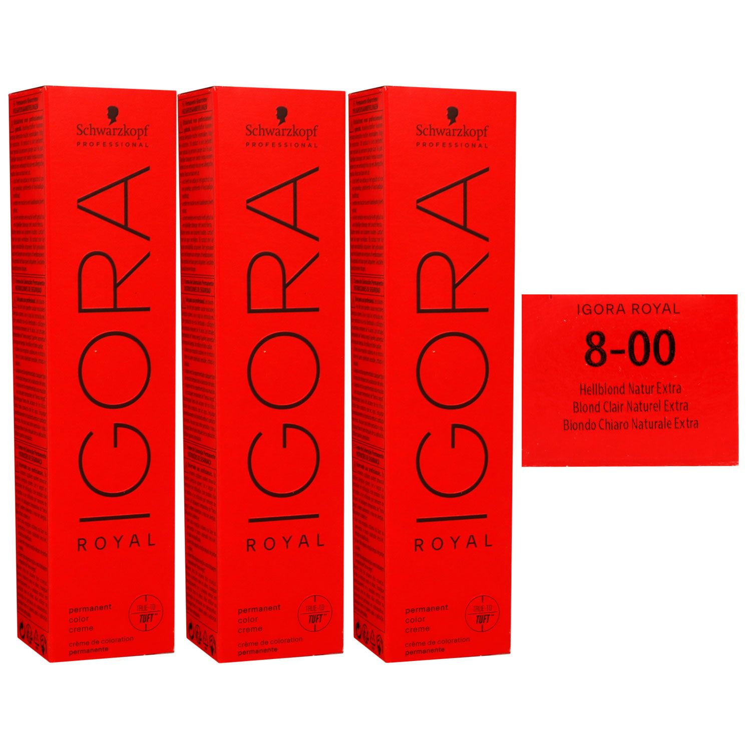 Schwarzkopf Igora Royal 3 x 60 ml 8-00 hellblond natur extra Haarfarbe Cremefarbe Set