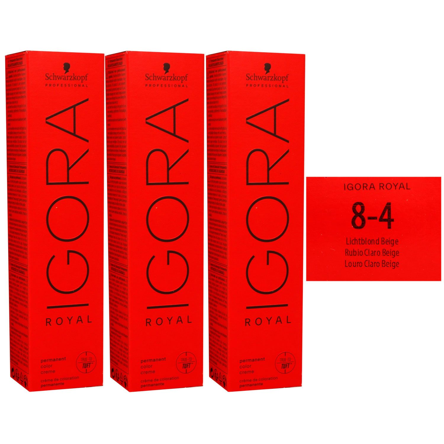 Schwarzkopf Igora Royal 3 x 60 ml 8-4 hellblond beige Haarfarbe Cremefarbe Set