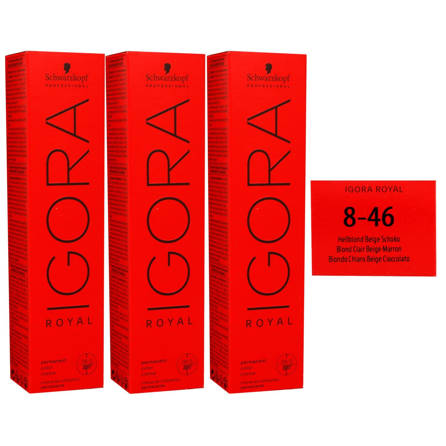 Schwarzkopf Igora Royal 3 x 60 ml 8-46 hellblond beige schoko Haarfarbe Cremefarbe Set