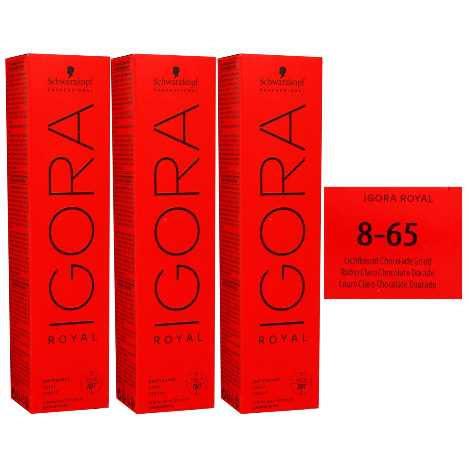 Schwarzkopf Igora Royal 3 x 60 ml 8-65 hellblond schoko gold Haarfarbe Cremefarbe Set