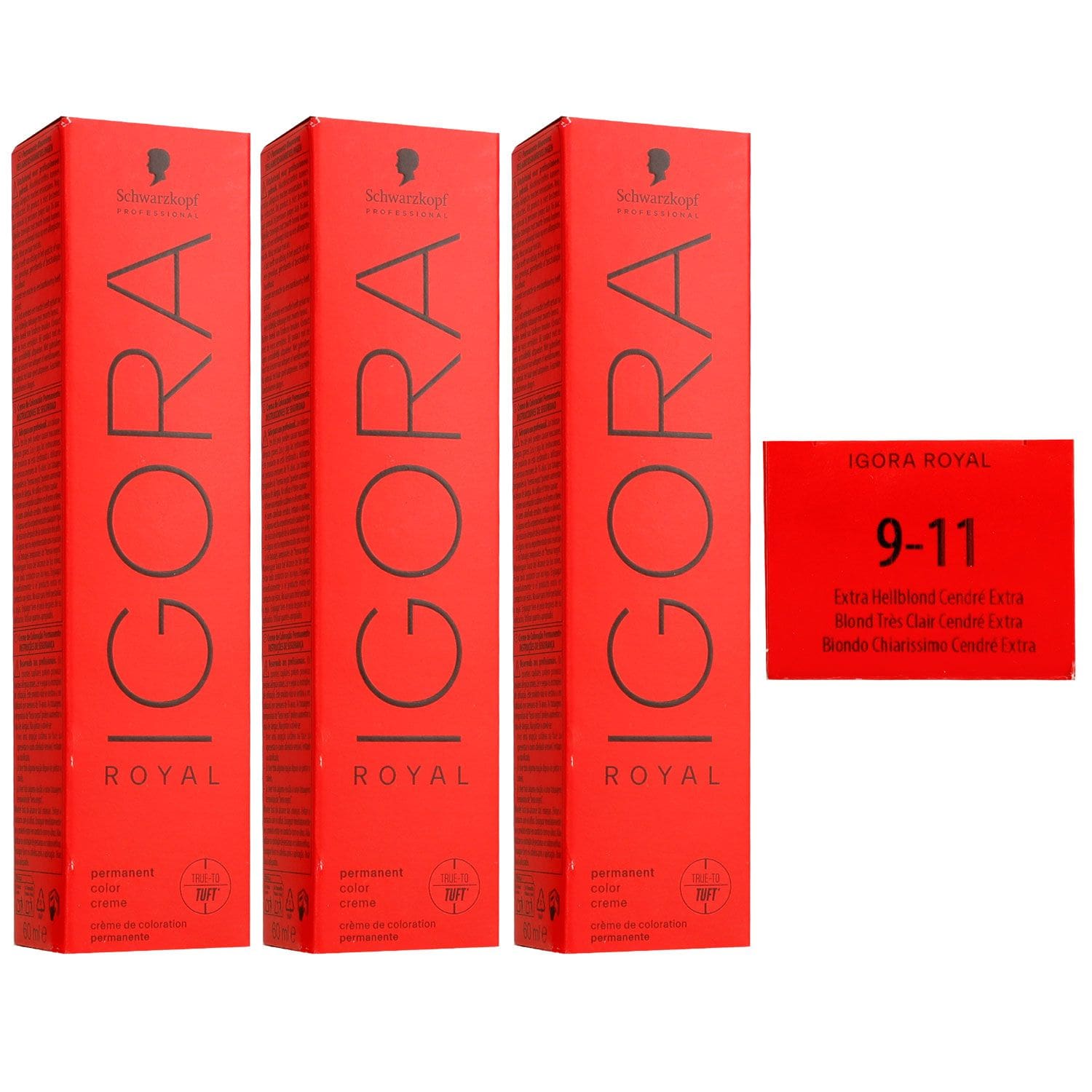 Schwarzkopf Igora Royal 3 x 60 ml 9-11 Extra Hellblond Cendre Extra Haarfarbe Set