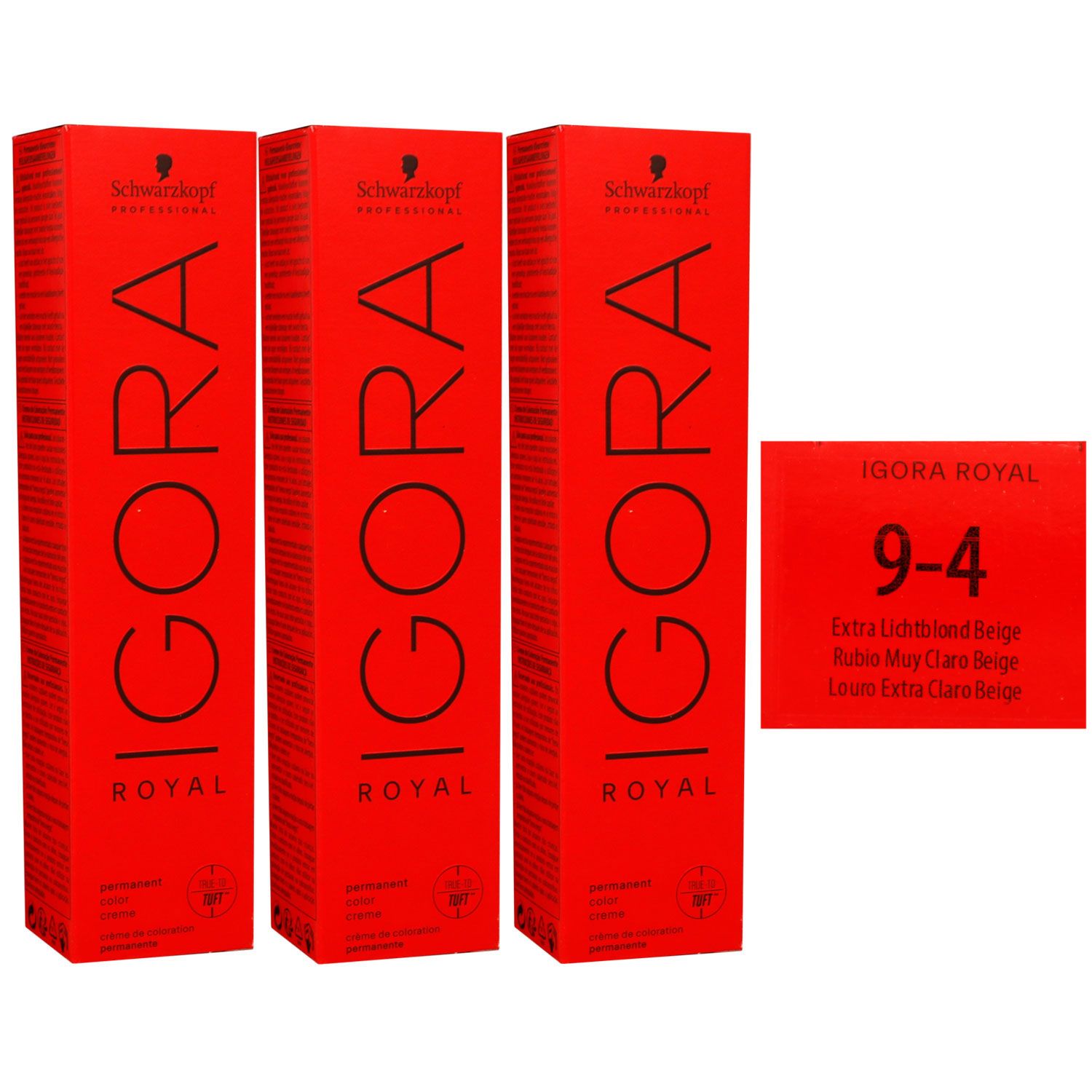 Schwarzkopf Igora Royal 3 x 60 ml 9-4 extra hellblond beige Haarfarbe Cremefarbe Set