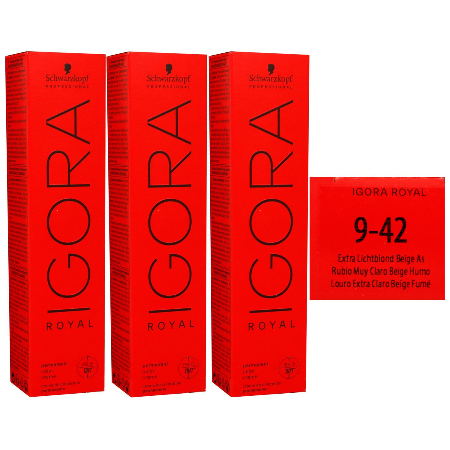 Schwarzkopf Igora Royal 3 x 60 ml 9-42 extra hellblond beige asch Haarfarbe Cremefarbe Set