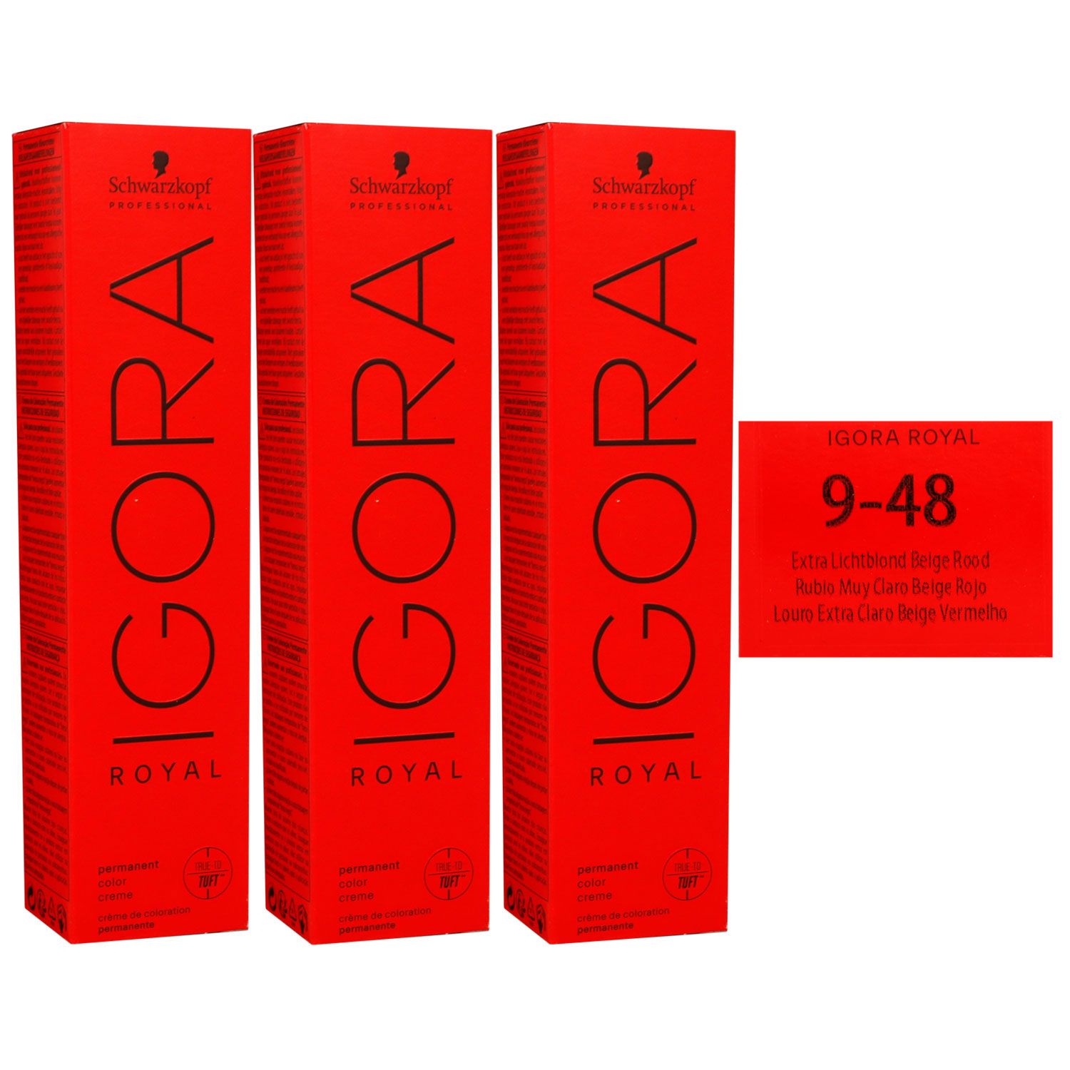 Schwarzkopf Igora Royal 3 x 60 ml 9-48 extra hellblond beige rot Haarfarbe Cremefarbe Set