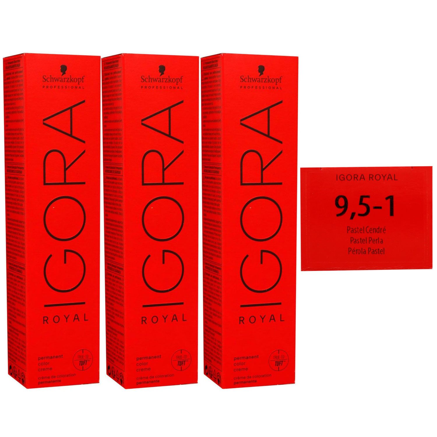 Schwarzkopf Igora Royal 3 x 60 ml 9,5-1 platinblond cendre Haarfarbe Cremefarbe Set