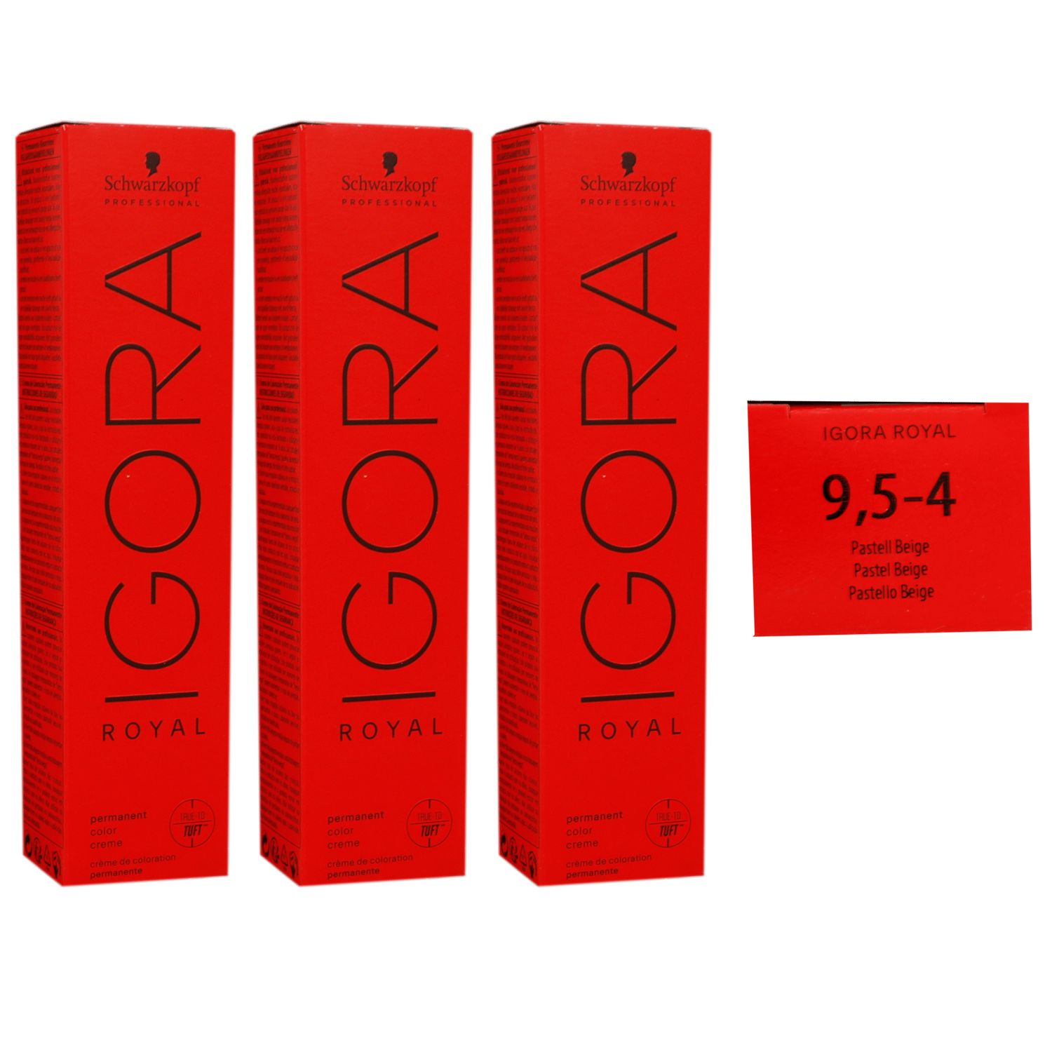 Schwarzkopf Igora Royal 3 x 60 ml 9,5-4 beige Haarfarbe Cremefarbe Set