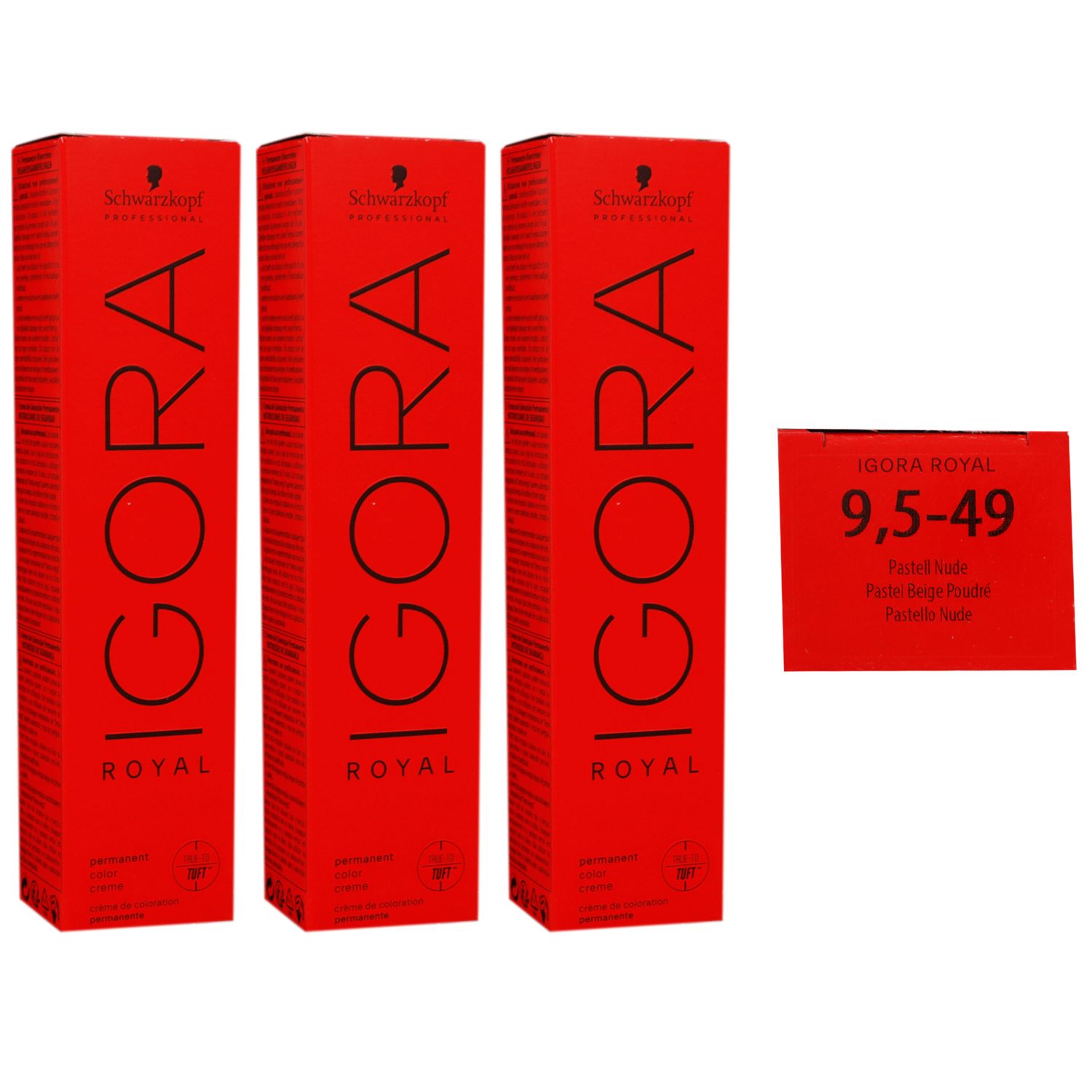 Schwarzkopf Igora Royal 3 x 60 ml 9,5-49 platinblond beige violett Haarfarbe Cremefarbe Set