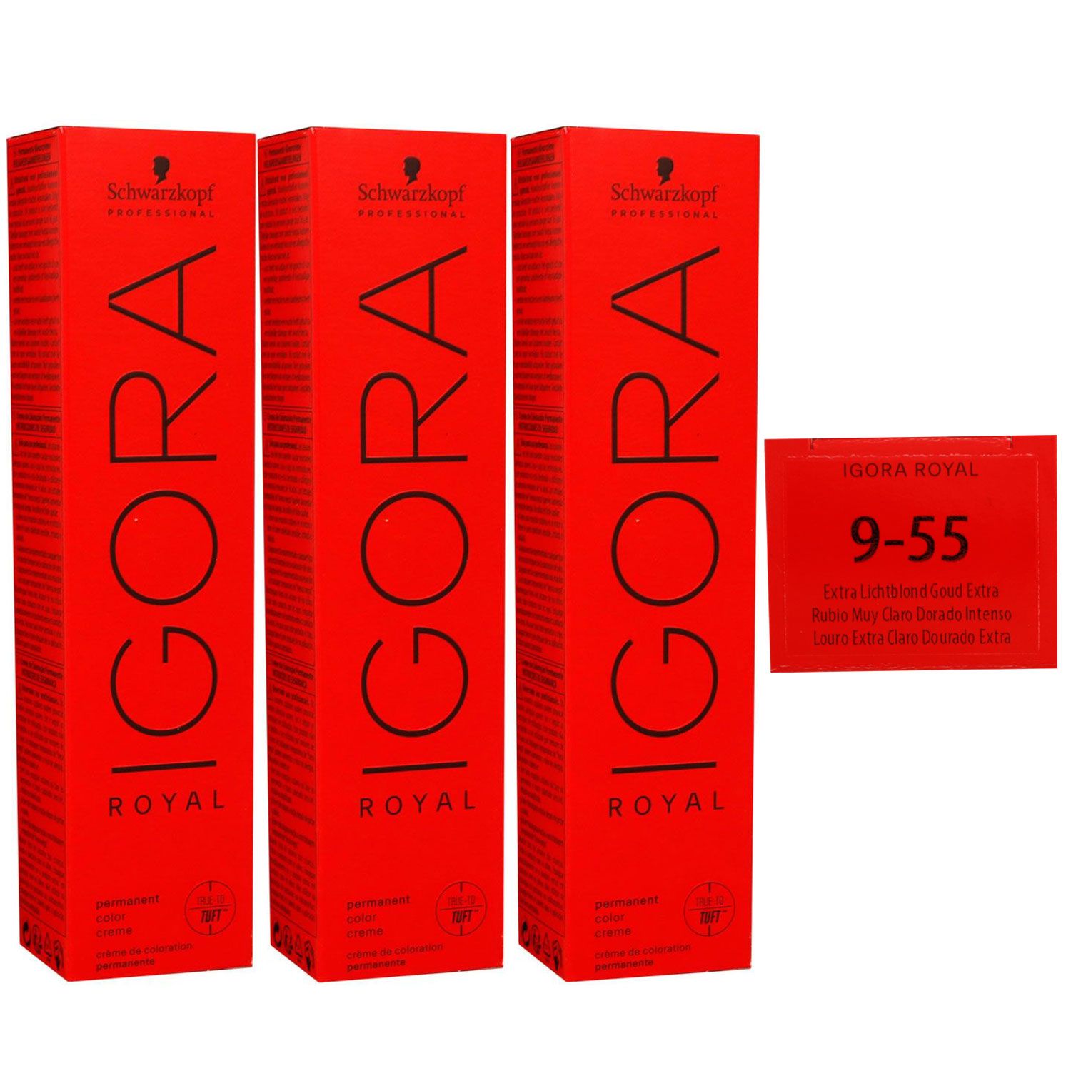 Schwarzkopf Igora Royal 3 x 60 ml 9-55 extra hellblond gold extra Haarfarbe Cremefarbe Set