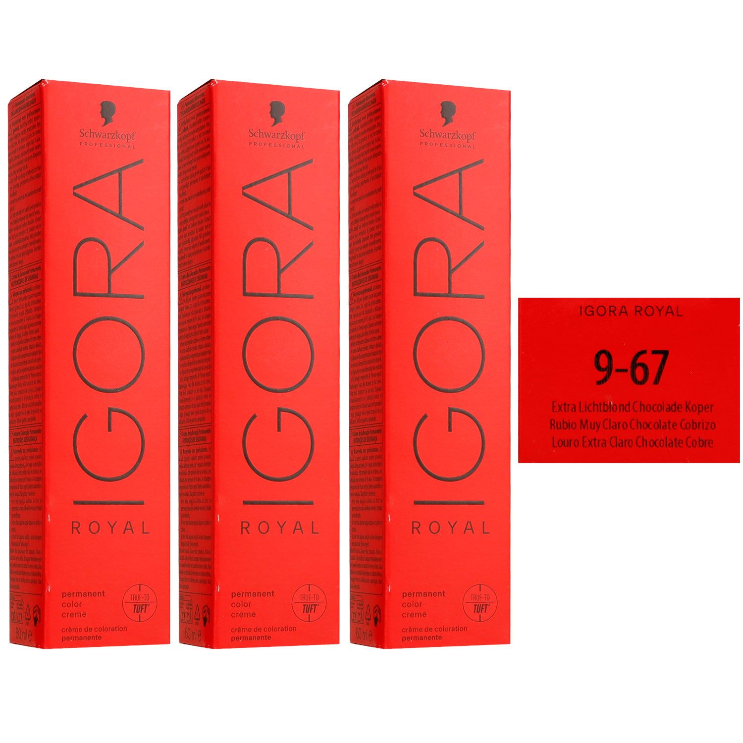 Schwarzkopf Igora Royal 3 x 60 ml 9-67 Extra Hellblond Schoko Kupfer Beige Set