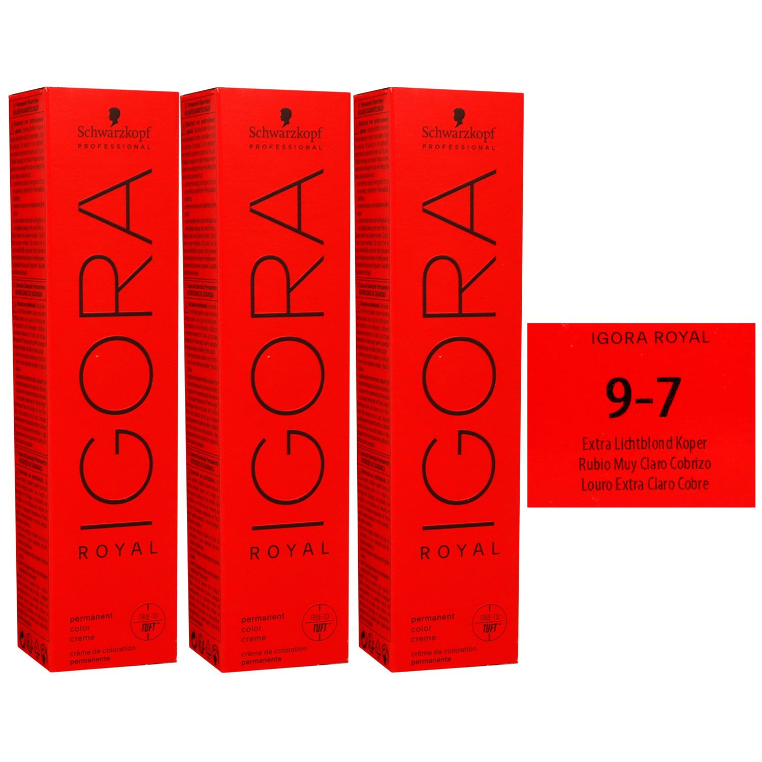 Schwarzkopf Igora Royal 3 x 60 ml 9-7 extra hellblond kupfer Haarfarbe Cremefarbe Set