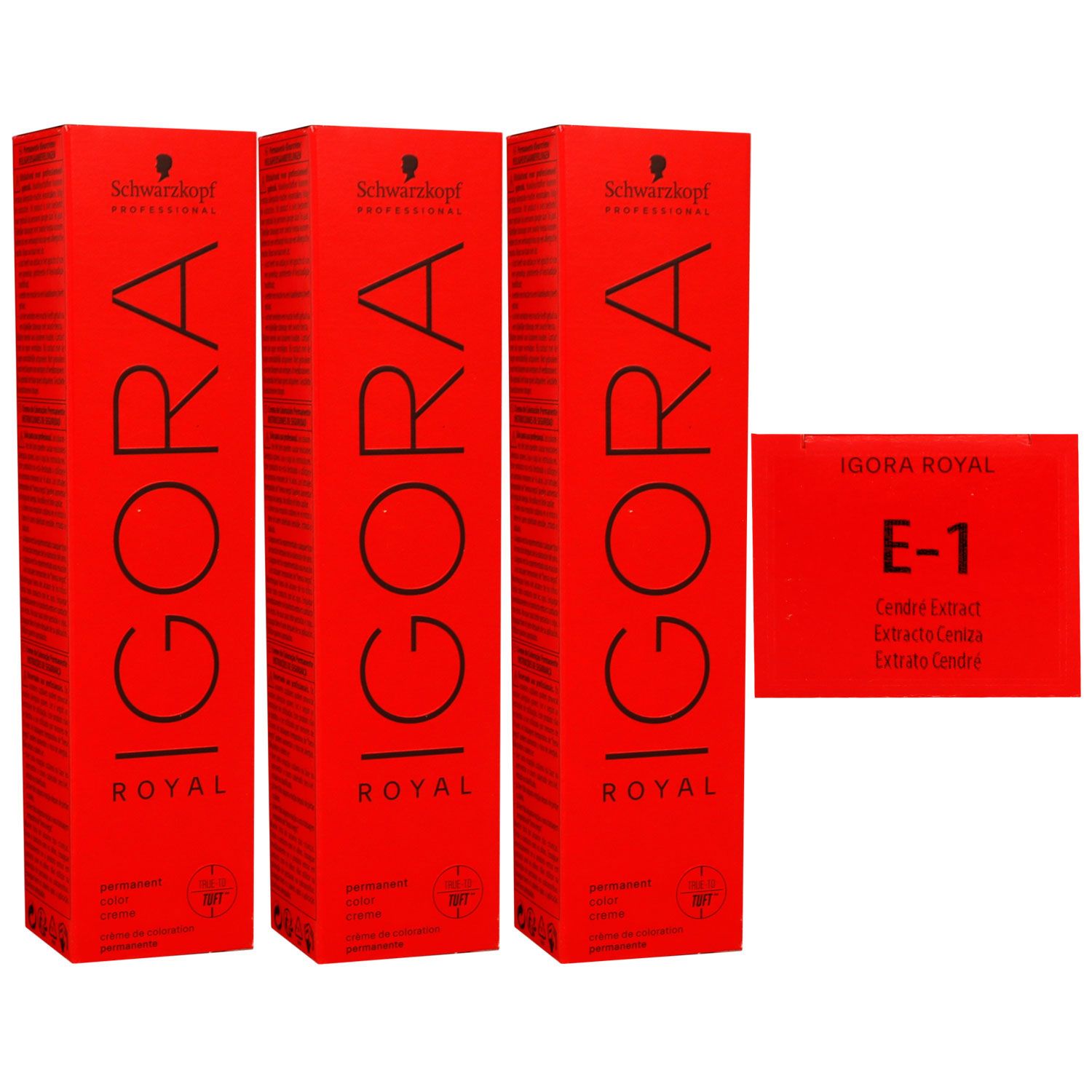 Schwarzkopf Igora Royal 3 x 60 ml E-1 cendre extrakt Haarfarbe Cremefarbe Set