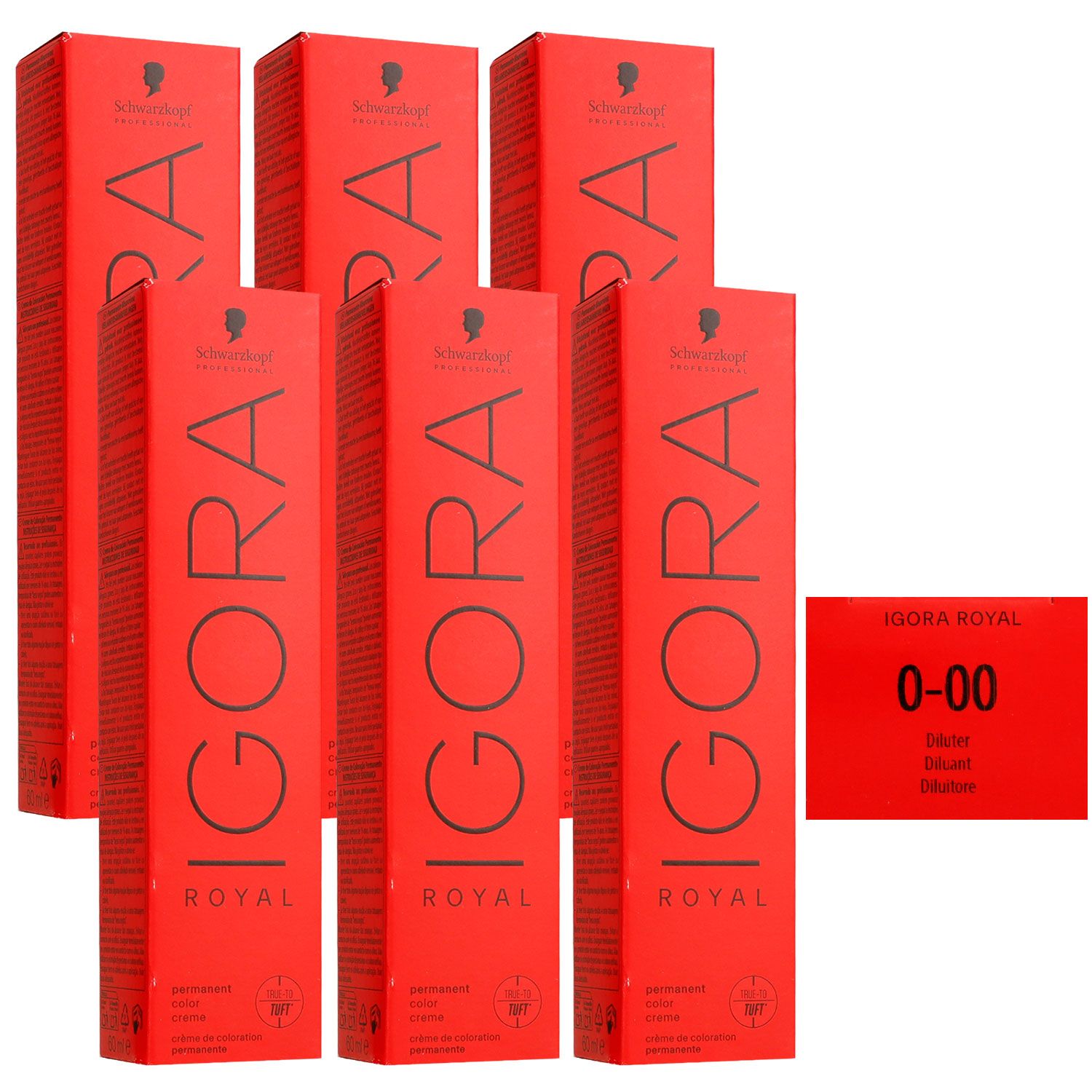 Schwarzkopf Igora Royal 6 x 60 ml 0-00 Diluter Haarfarbe Cremefarbe Set