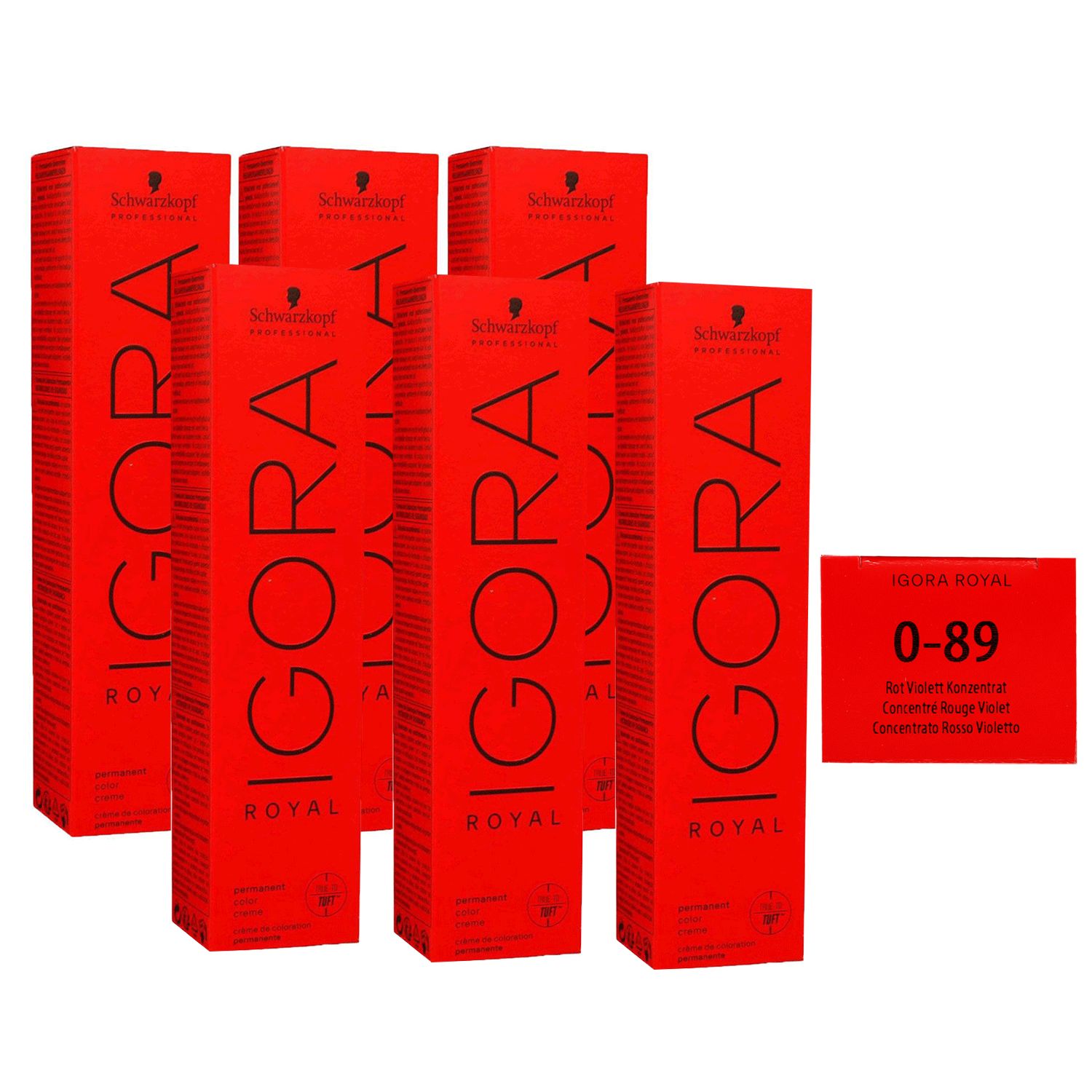 Schwarzkopf Igora Royal 6 x 60 ml 0-89 rot violett Haarfarbe Cremefarbe Set