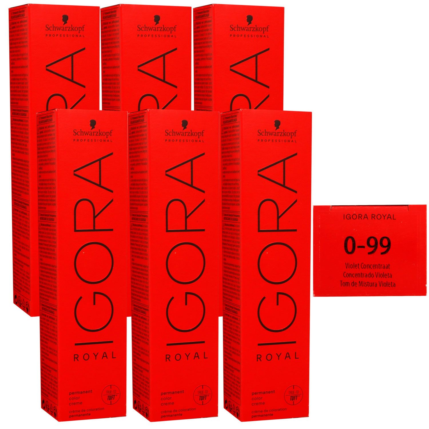 Schwarzkopf Igora Royal 6 x 60 ml 0-99 violett konzentrat Haarfarbe Cremefarbe Set