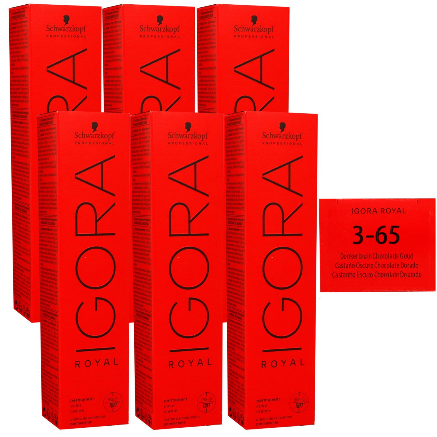 Schwarzkopf Igora Royal 6 x 60 ml 3-65 dunkelbraun schoko gold Haarfarbe Cremefarbe Set