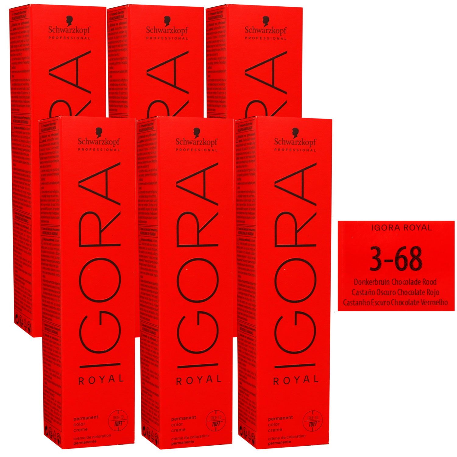 Schwarzkopf Igora Royal 6 x 60 ml 3-68 dunkelbraun schoko rot Haarfarbe Cremefarbe Set