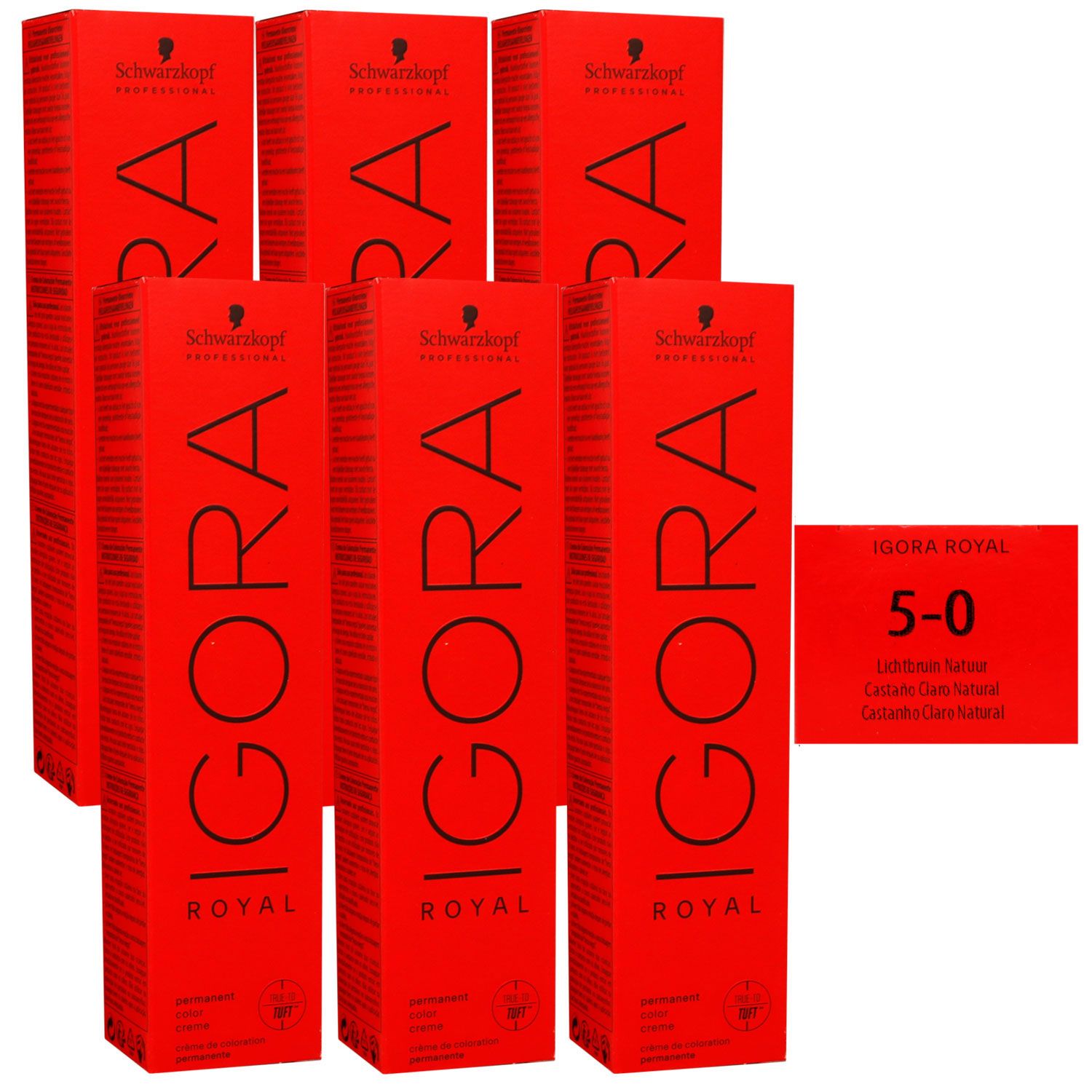 Schwarzkopf Igora Royal 6 x 60 ml 5-0 hellbraun Haarfarbe Cremefarbe Set