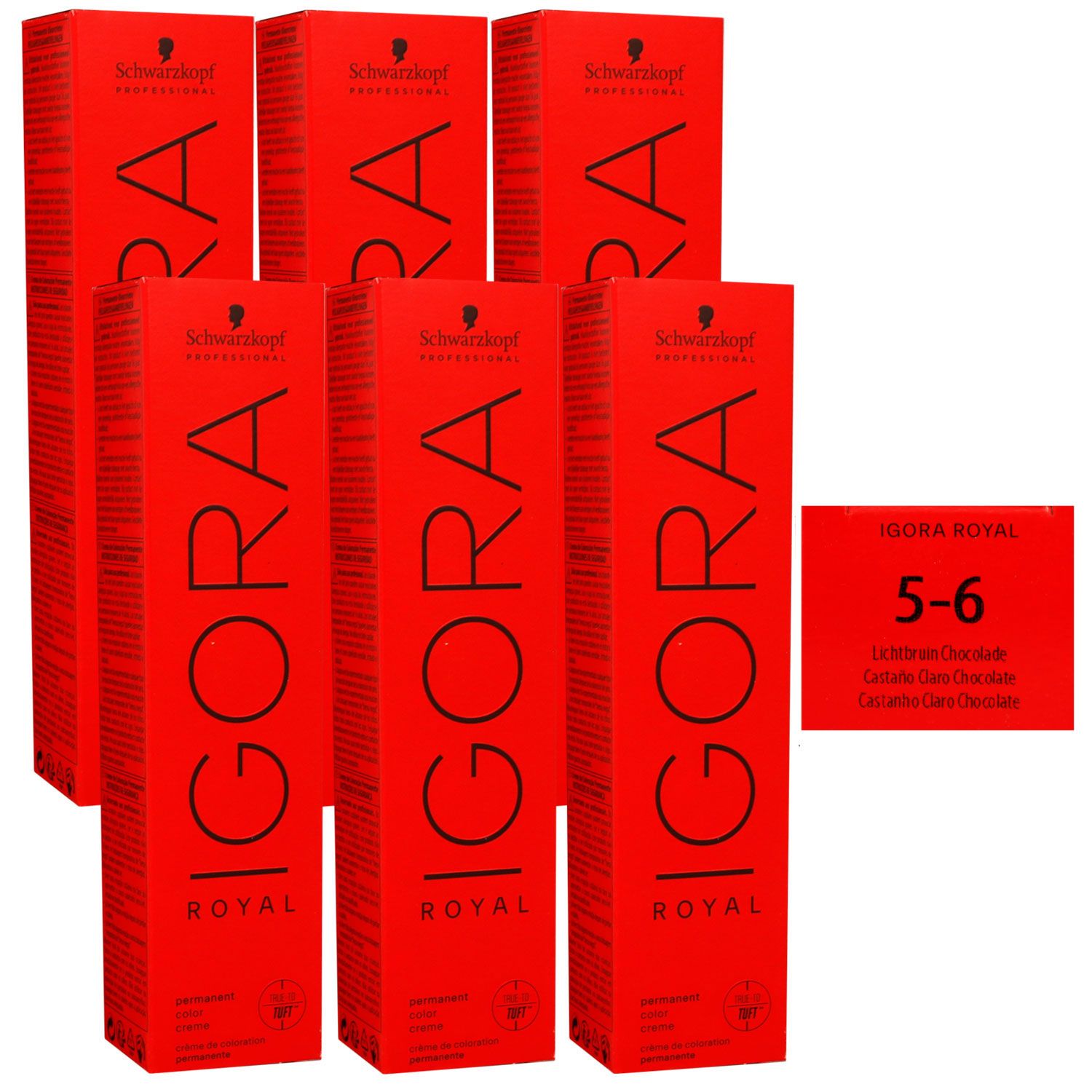 Schwarzkopf Igora Royal 6 x 60 ml 5-6 hellbraun schoko Haarfarbe Cremefarbe Set